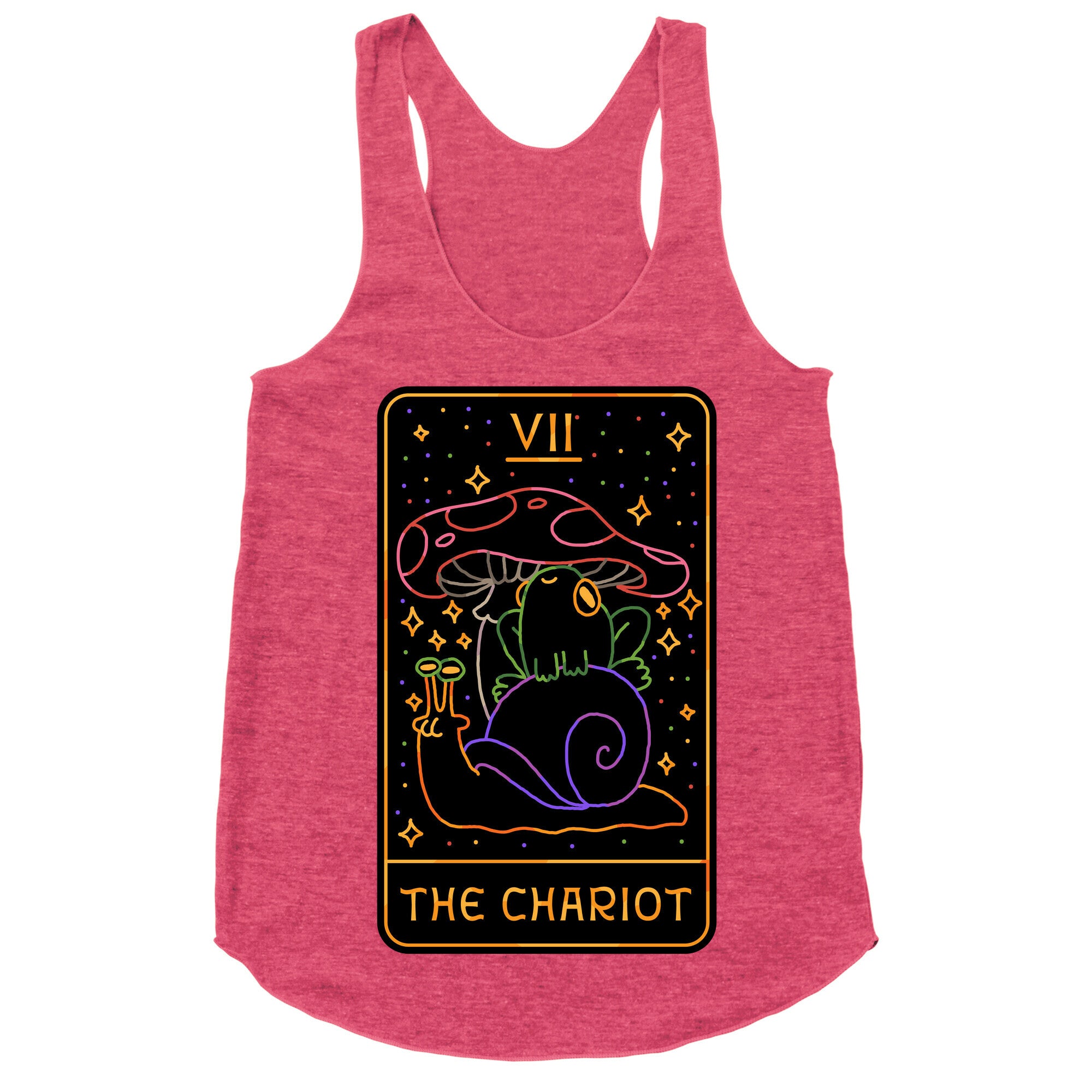 The Chariot Frog On a Snail Tarot Racerback Tank