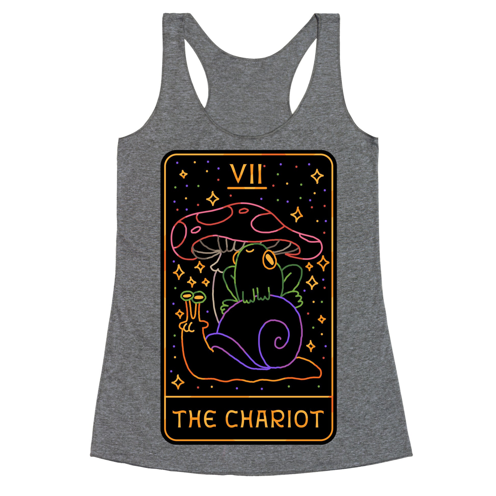 The Chariot Frog On a Snail Tarot Racerback Tank