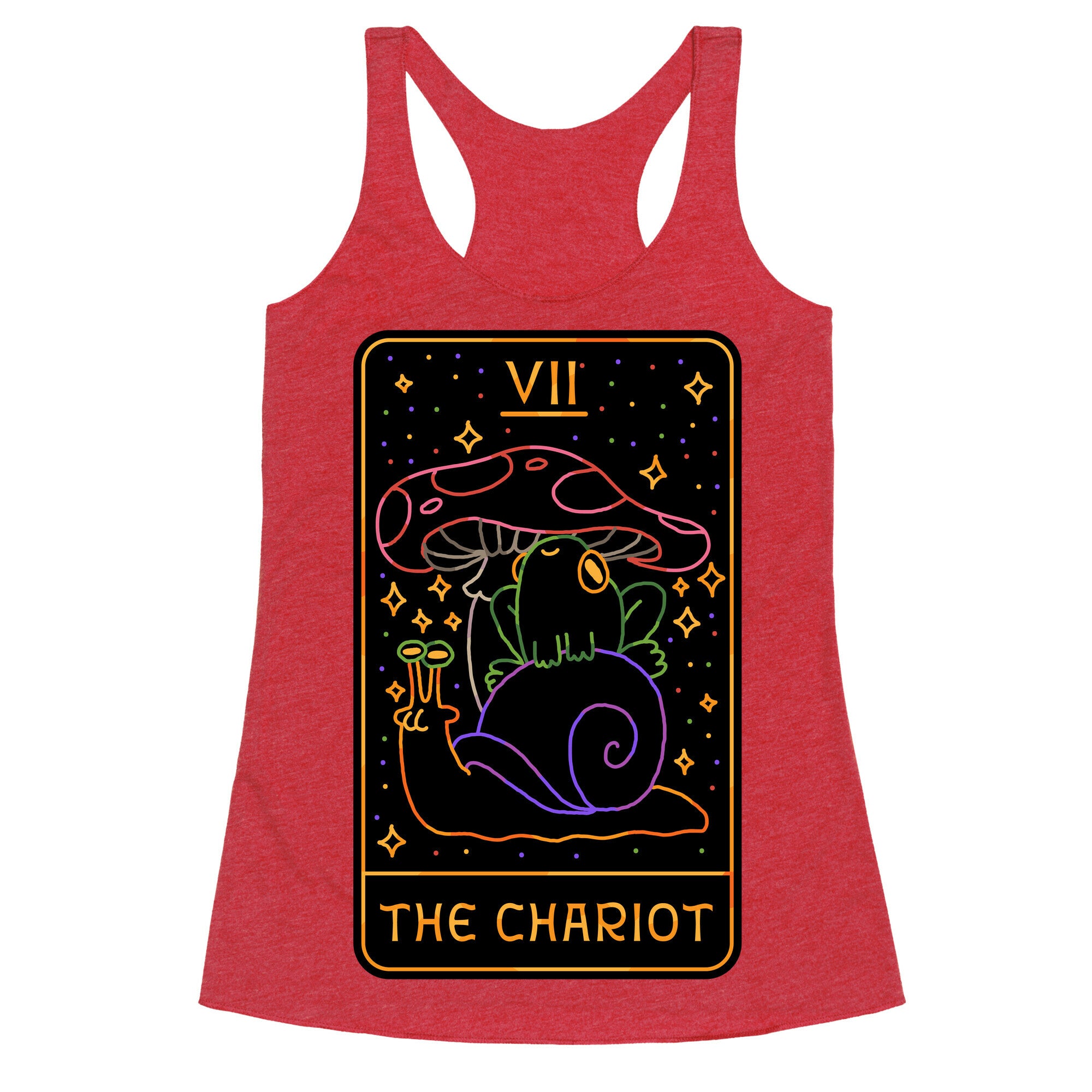 The Chariot Frog On a Snail Tarot Racerback Tank
