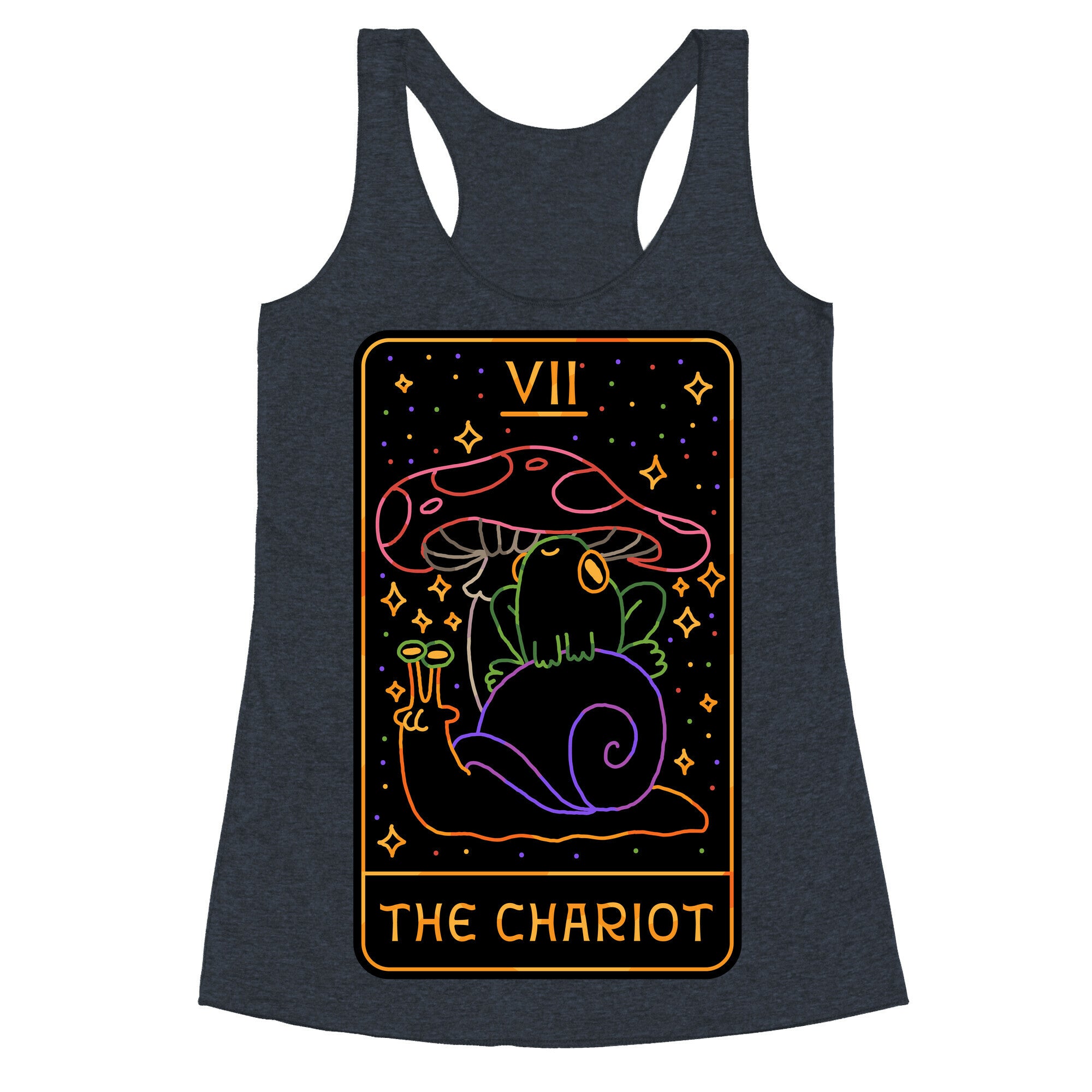 The Chariot Frog On a Snail Tarot Racerback Tank