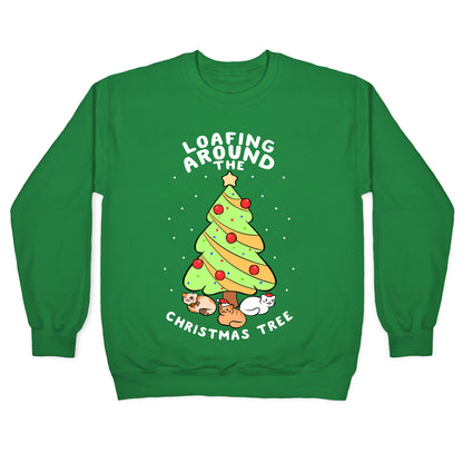 Loafing Around The Christmas Tree Crewneck Sweatshirt