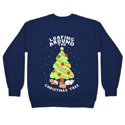 Loafing Around The Christmas Tree Crewneck Sweatshirt