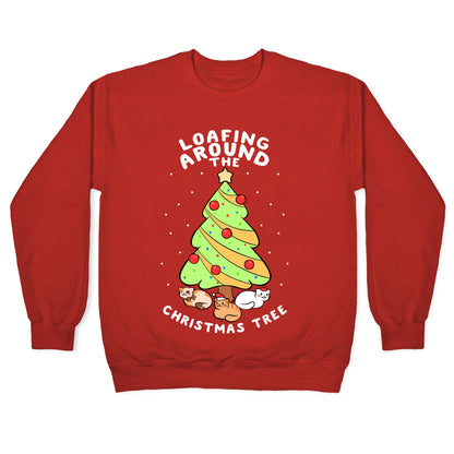 Loafing Around The Christmas Tree Crewneck Sweatshirt