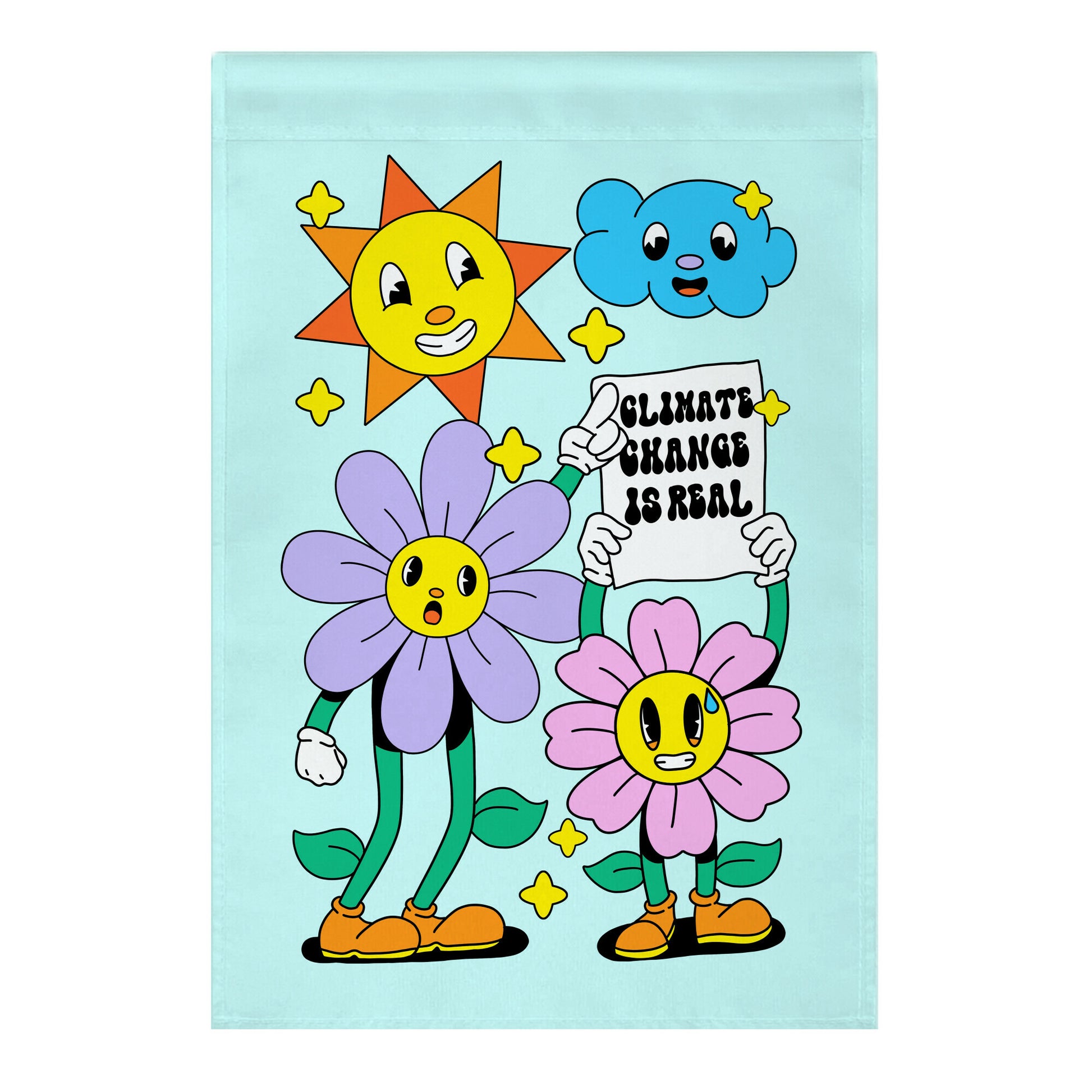 Climate Change Is Real Cartoon Garden Flag