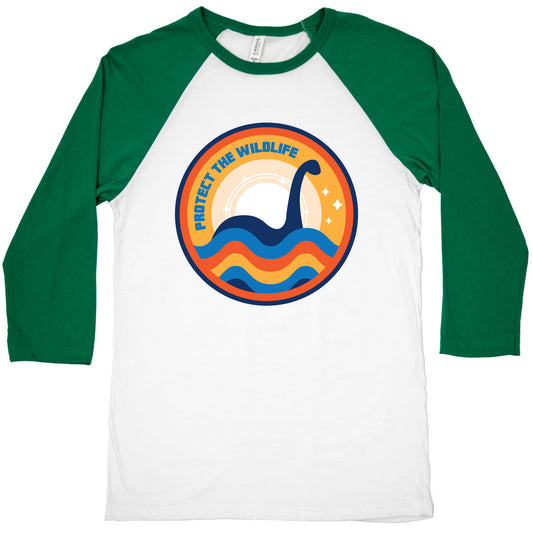 Protect The Wildlife - Nessie, Loch Ness Monster Baseball Tee