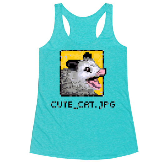 Cute_Cat.Jpg Screaming Pixelated Possum Racerback Tank