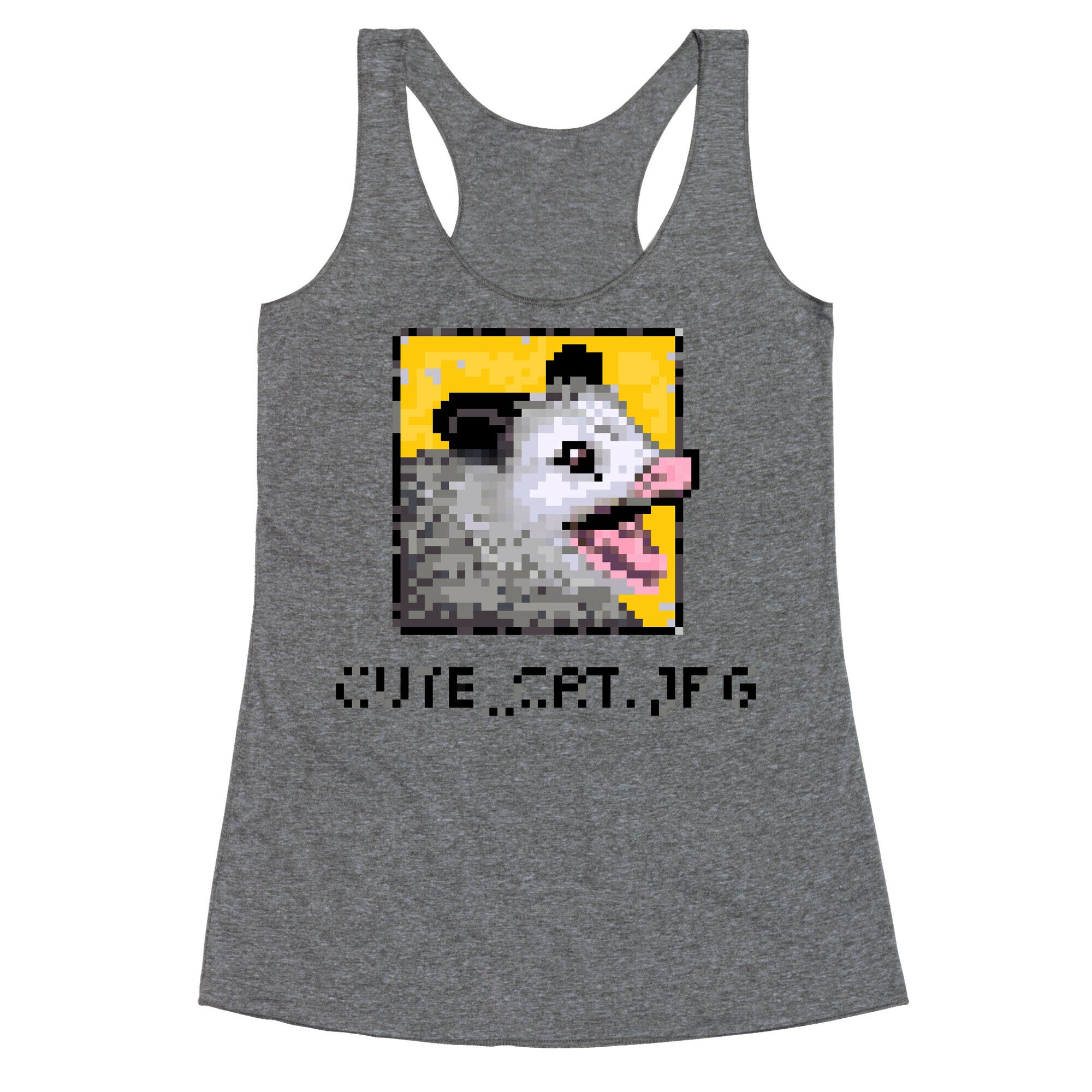 Cute_Cat.Jpg Screaming Pixelated Possum Racerback Tank