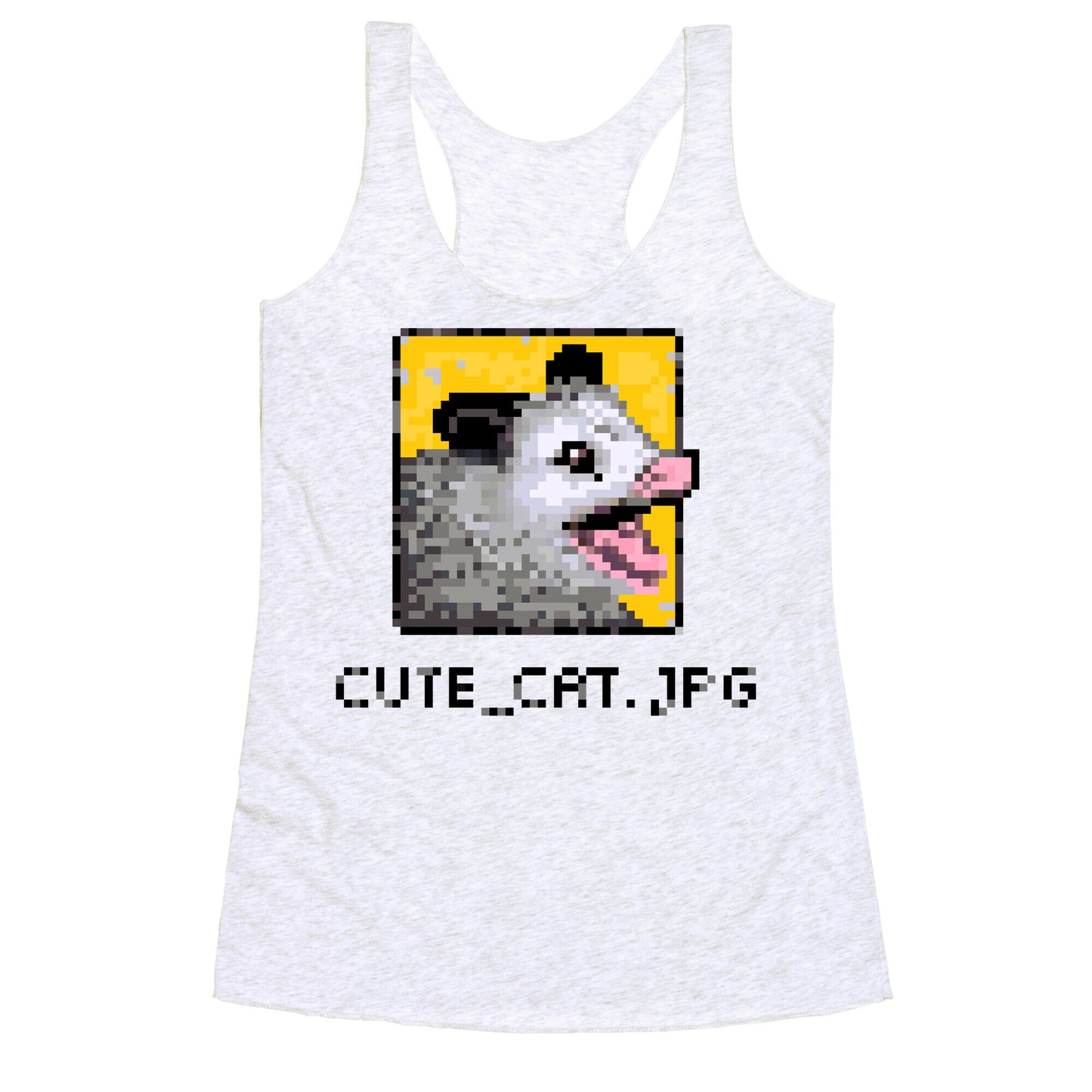 Cute_Cat.Jpg Screaming Pixelated Possum Racerback Tank