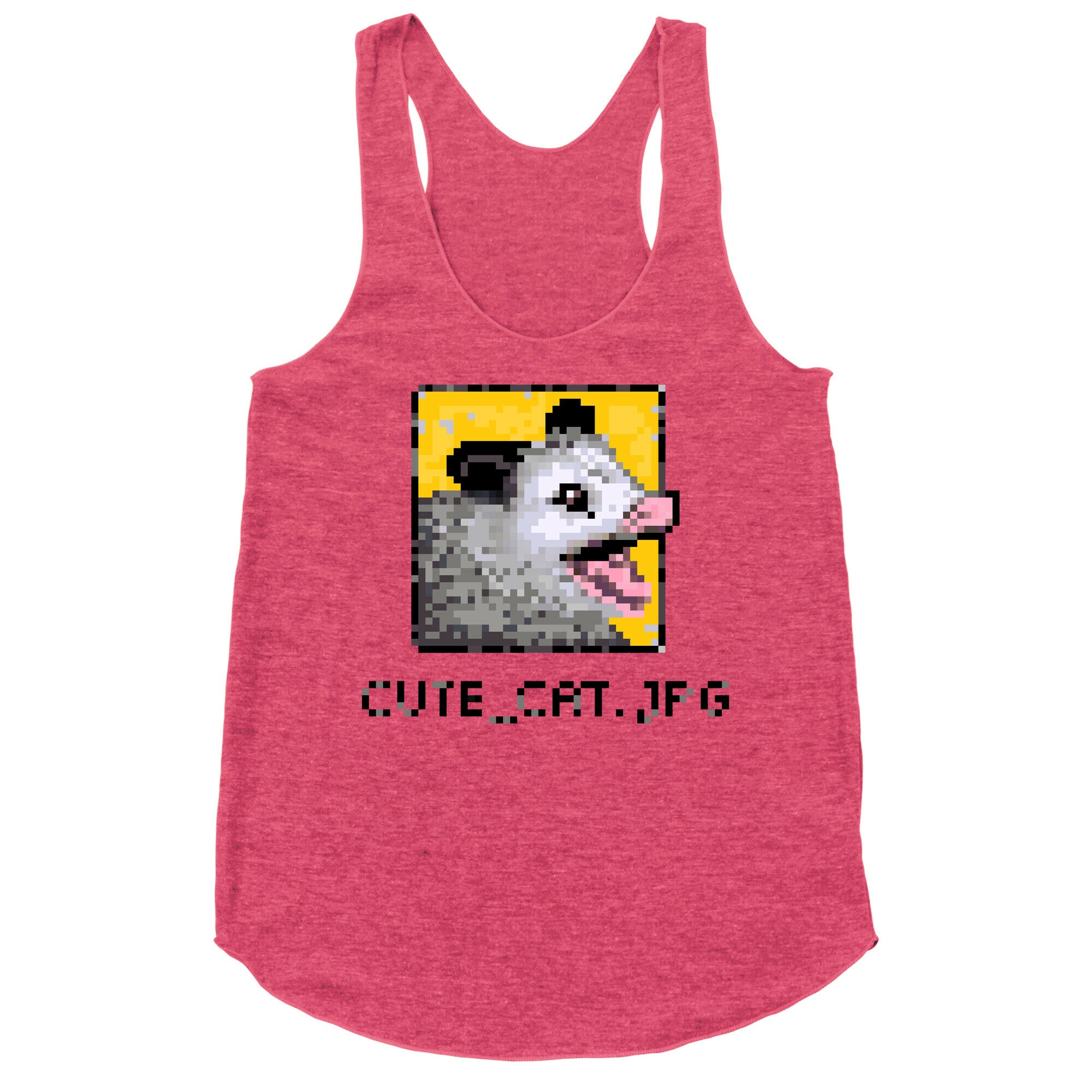 Cute_Cat.Jpg Screaming Pixelated Possum Racerback Tank