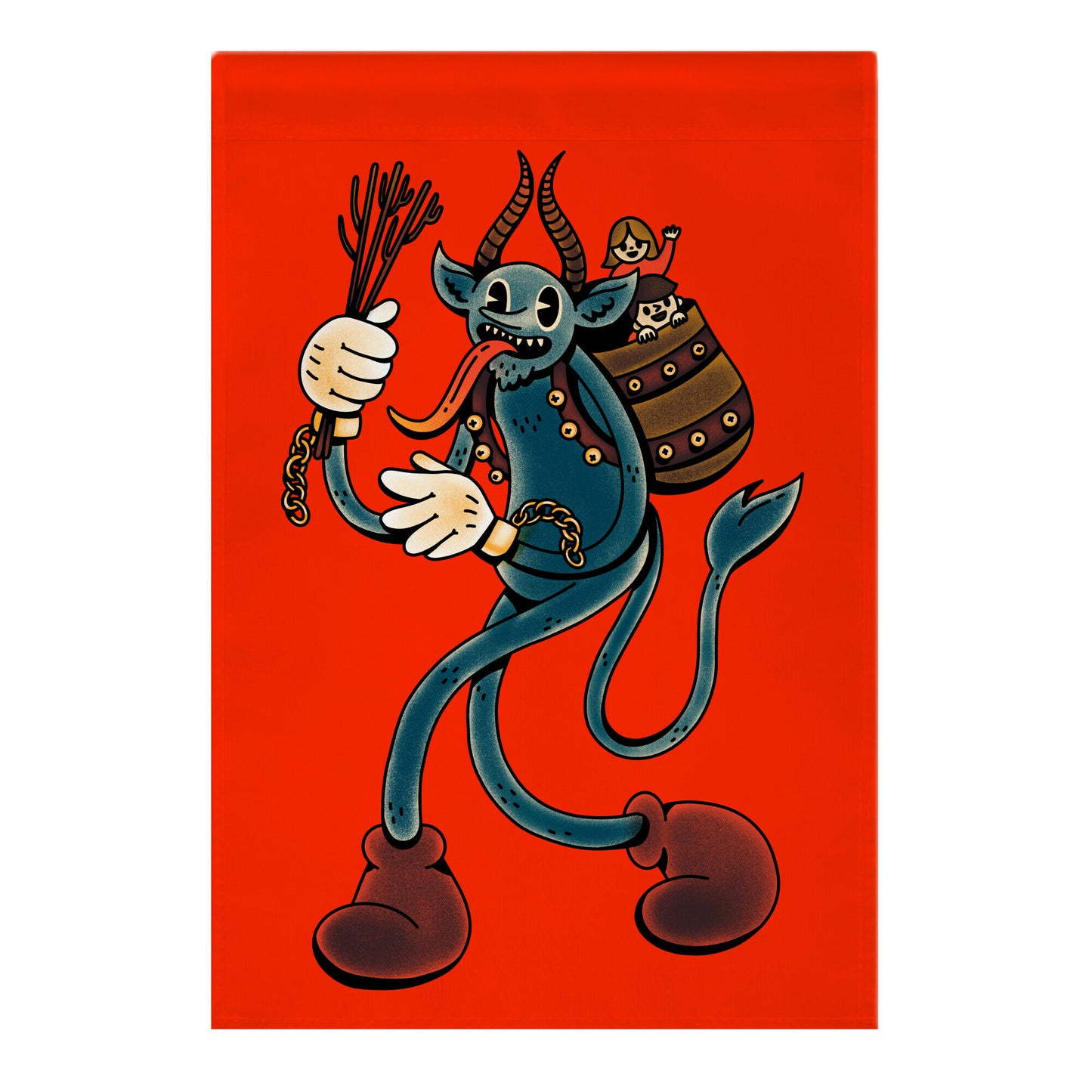 Krampus Cartoon Garden Flag