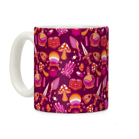 Lesbian Pride Witch Pattern Coffee Mug