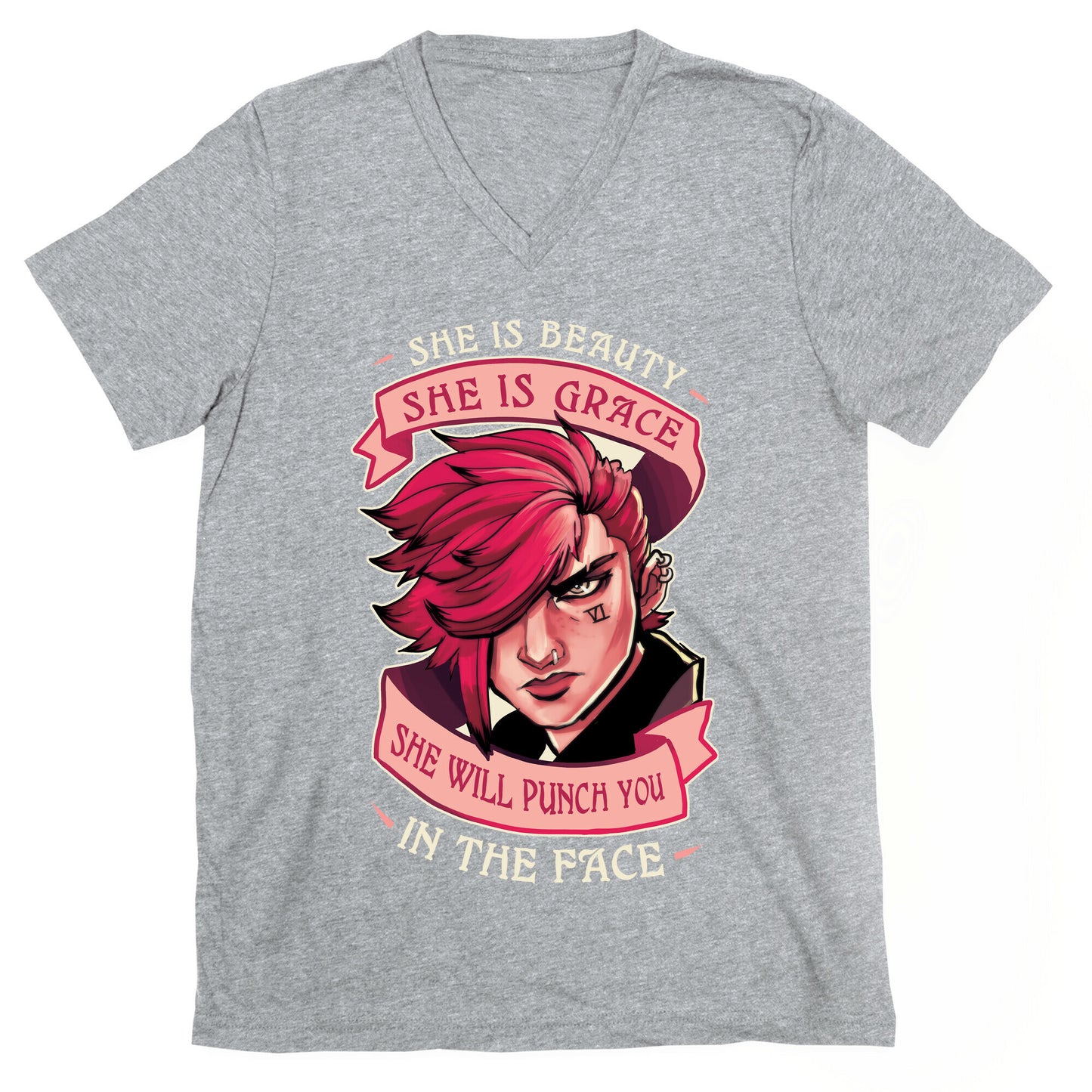 She is Beauty, She Is Grace, She will Punch You In The Face V-Neck
