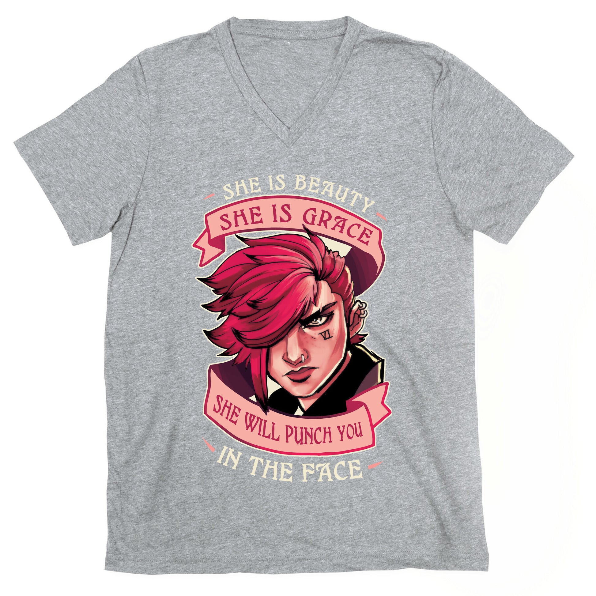 She is Beauty, She Is Grace, She will Punch You In The Face V-Neck