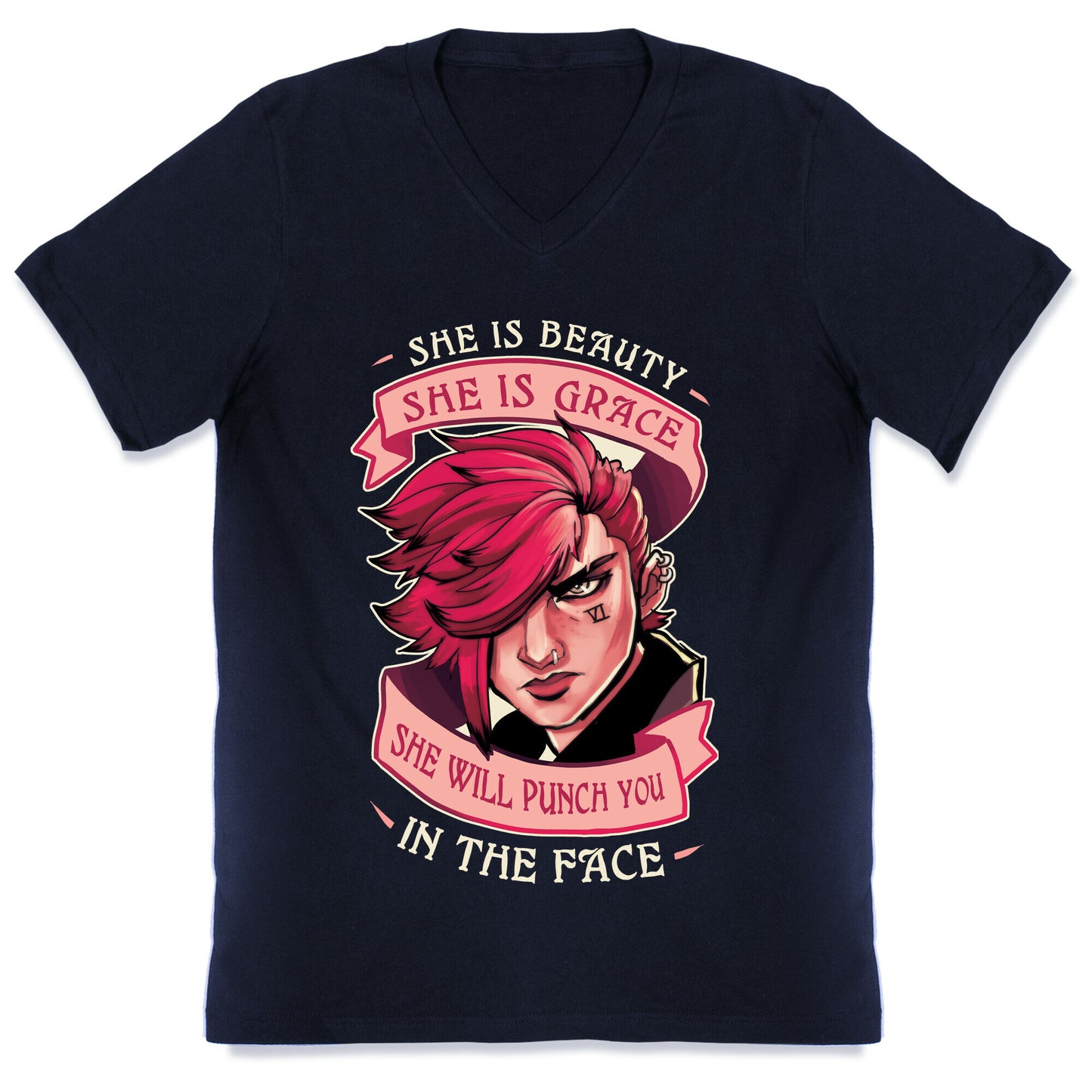 She is Beauty, She Is Grace, She will Punch You In The Face V-Neck