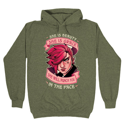 She is Beauty, She Is Grace, She will Punch You In The Face Hoodie