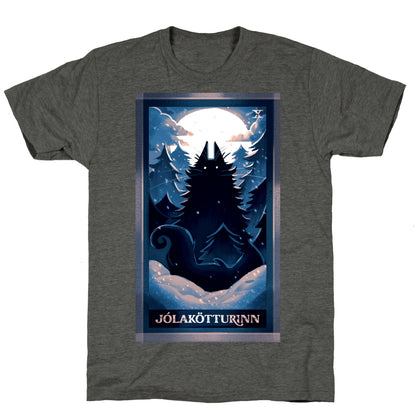 Yule Cat Tarot Card JÃ³lakÃ¶tturinn Unisex Triblend Tee