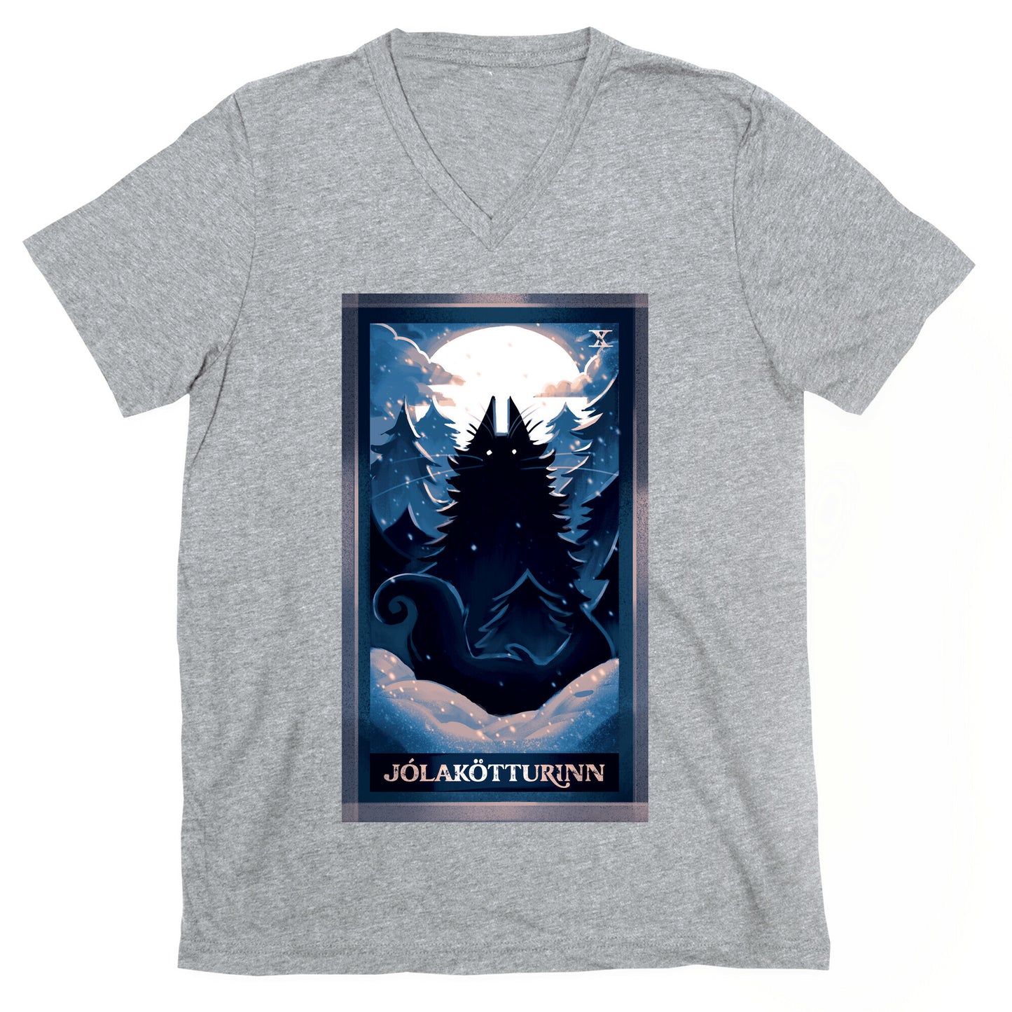 Yule Cat Tarot Card Jólakötturinn V-Neck