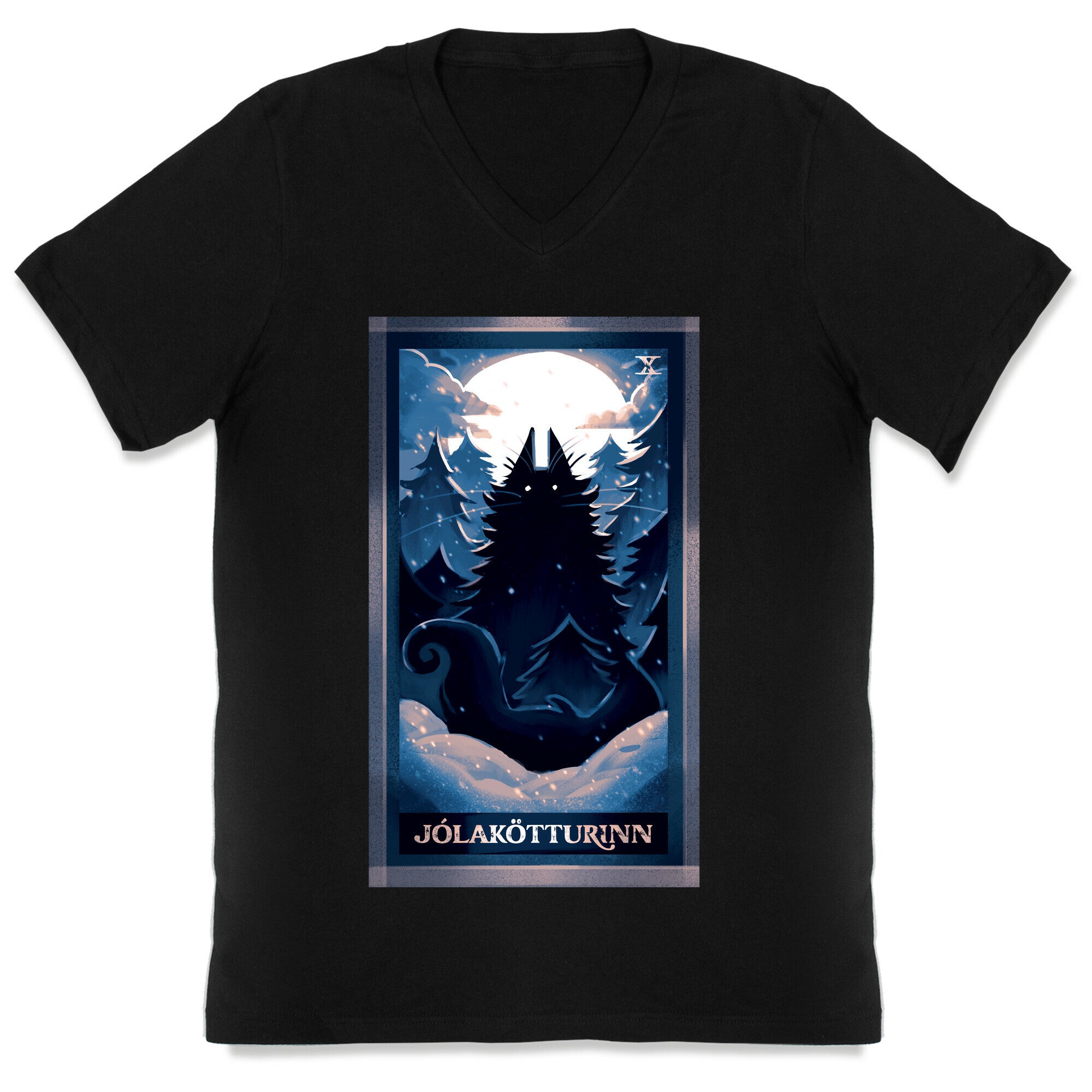 Yule Cat Tarot Card Jólakötturinn V-Neck