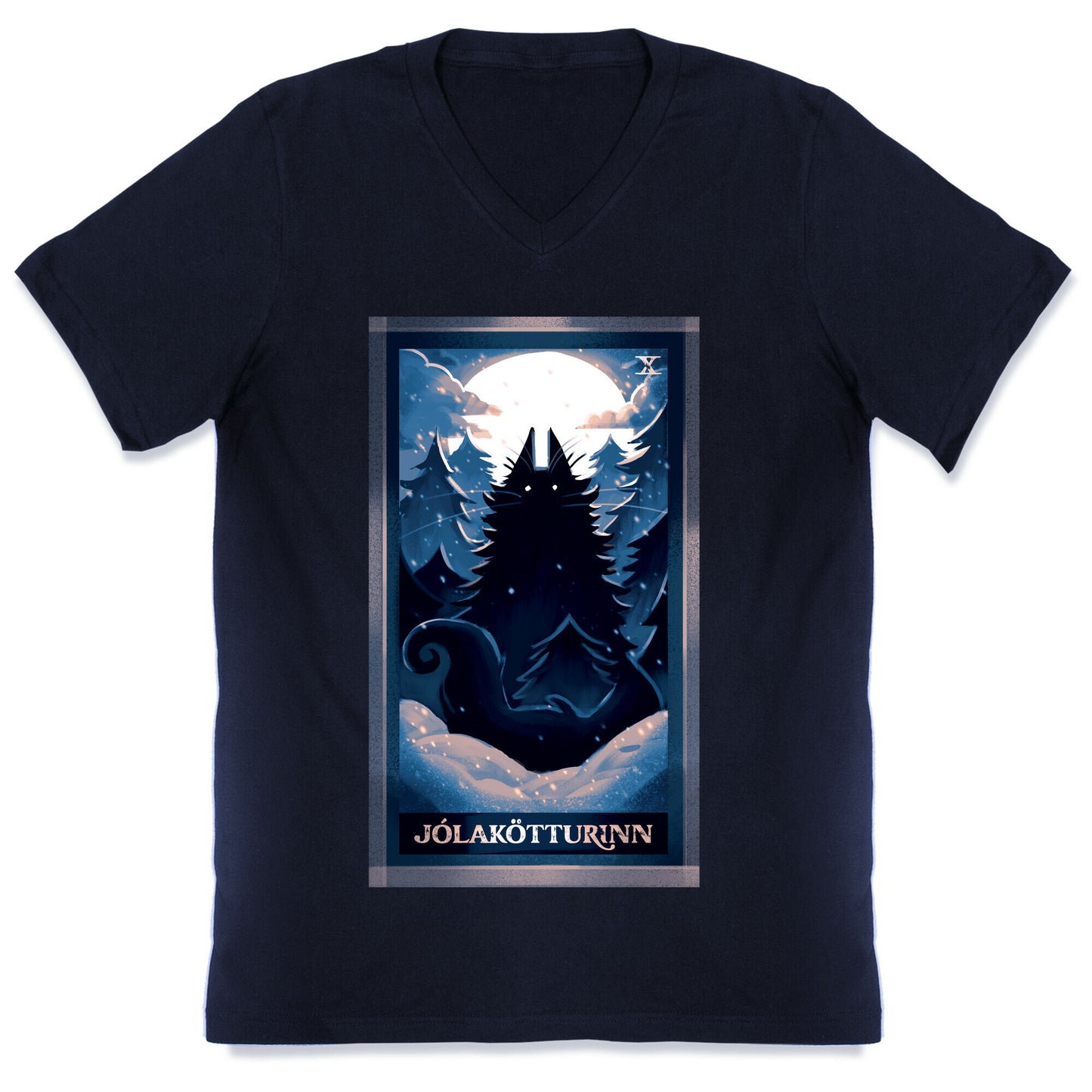 Yule Cat Tarot Card Jólakötturinn V-Neck