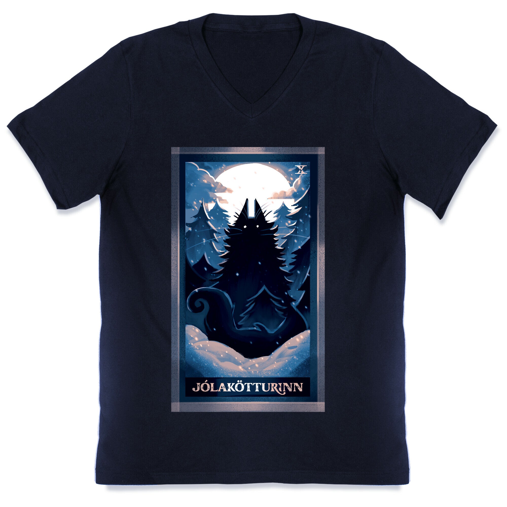 Yule Cat Tarot Card Jólakötturinn V-Neck
