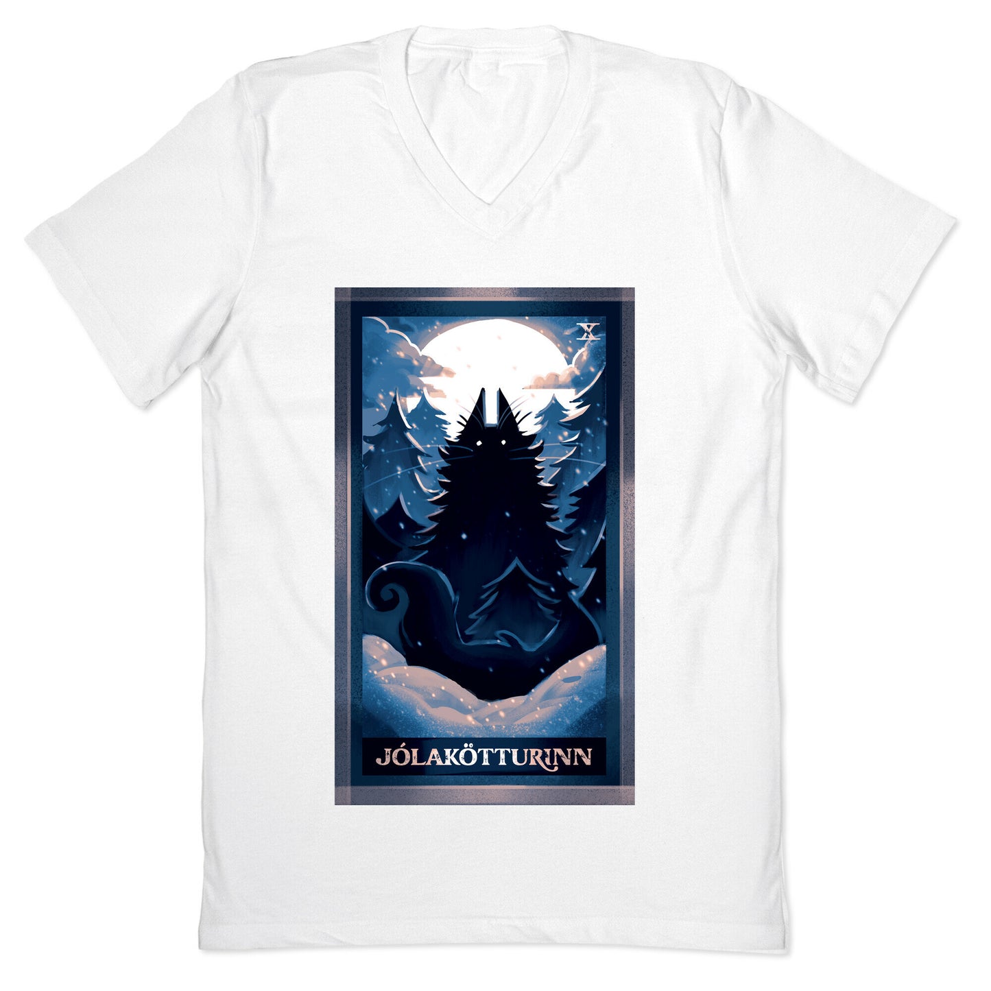 Yule Cat Tarot Card Jólakötturinn V-Neck