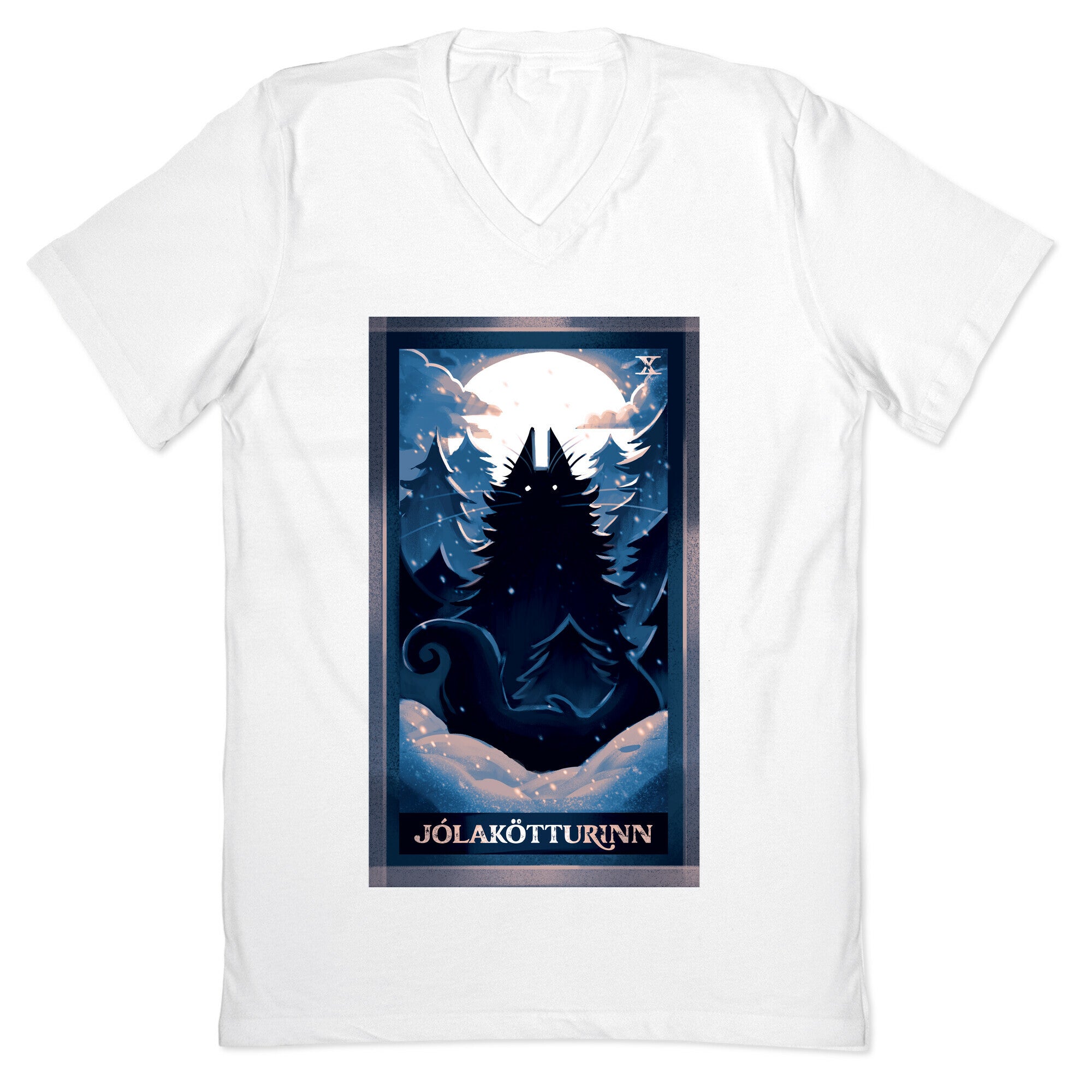 Yule Cat Tarot Card Jólakötturinn V-Neck