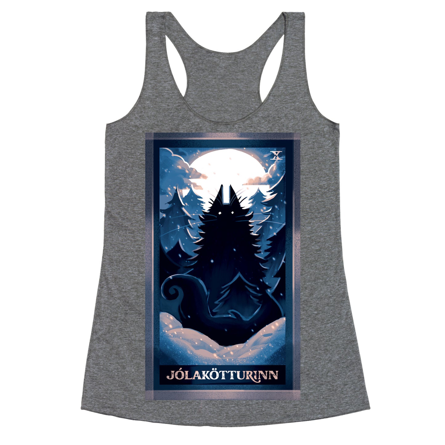 Yule Cat Tarot Card JÃ³lakÃ¶tturinn Racerback Tank