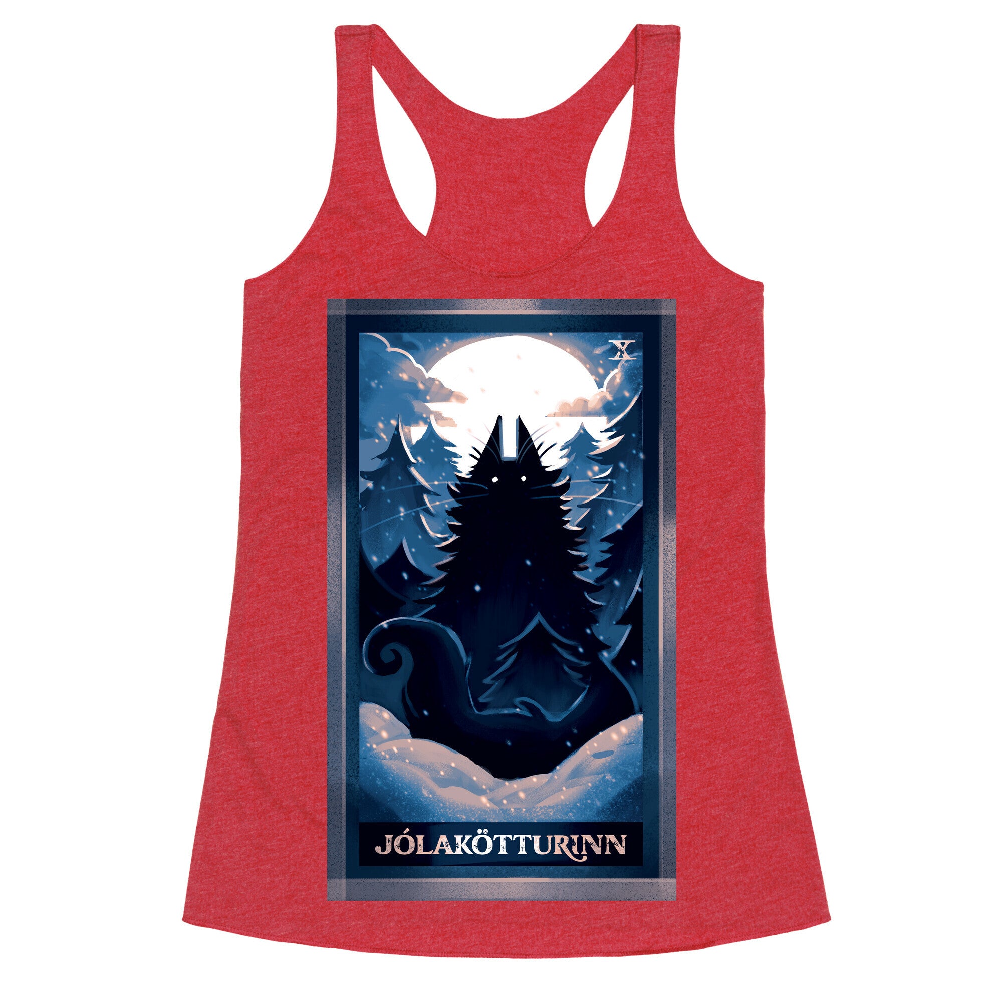 Yule Cat Tarot Card JÃ³lakÃ¶tturinn Racerback Tank