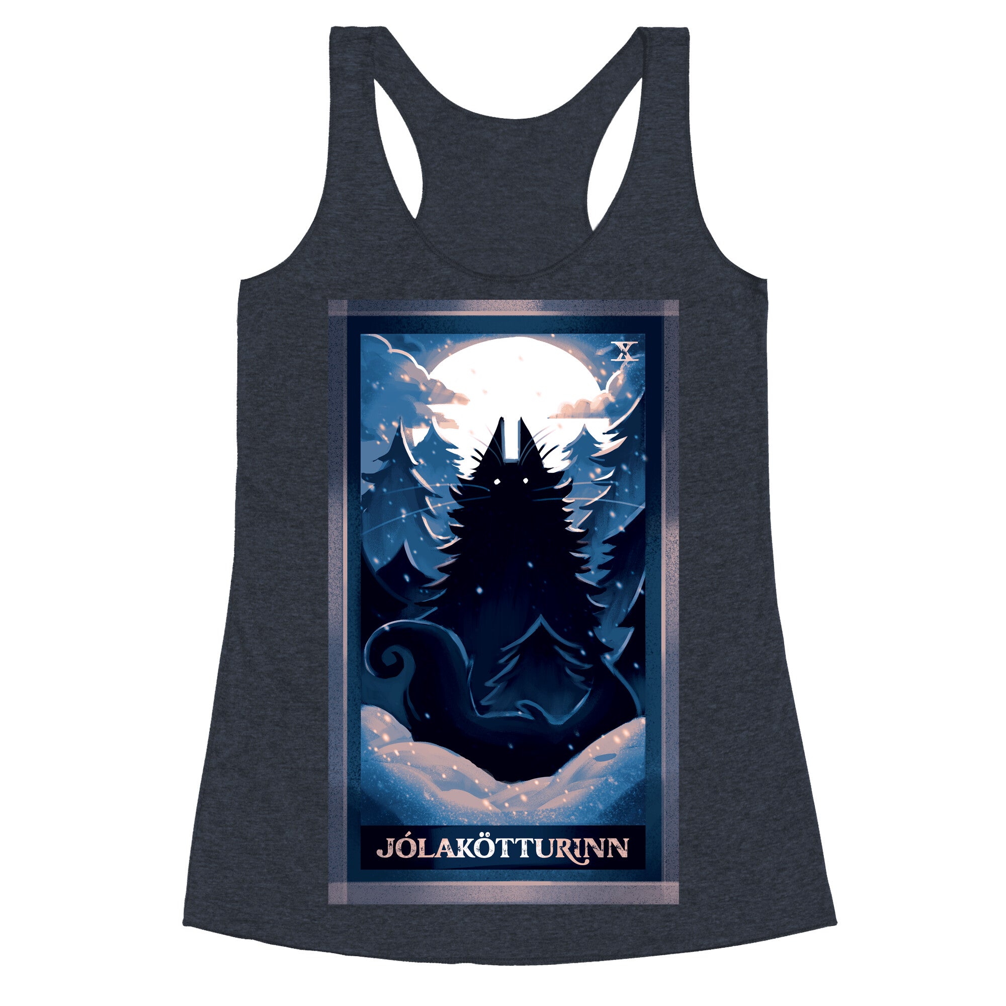 Yule Cat Tarot Card JÃ³lakÃ¶tturinn Racerback Tank