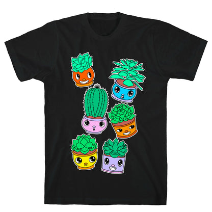 Cute Cartoon Succulents T-Shirt