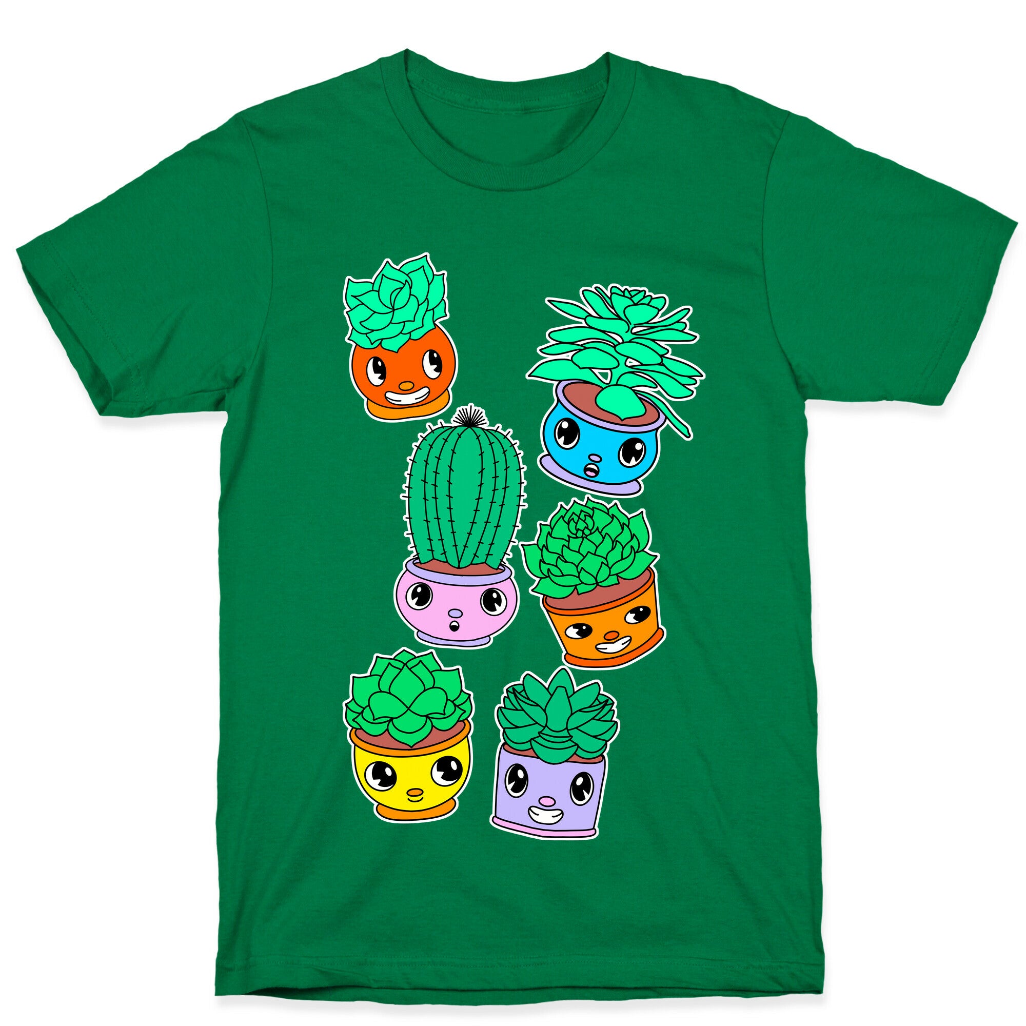 Cute Cartoon Succulents T-Shirt