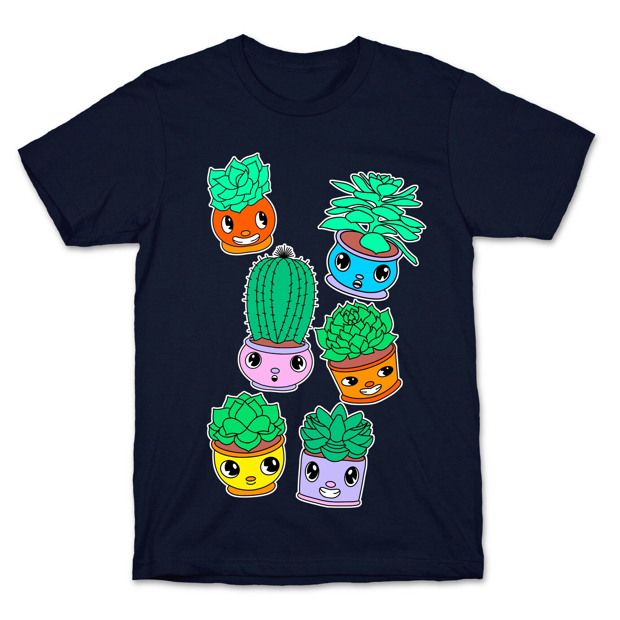 Cute Cartoon Succulents T-Shirt