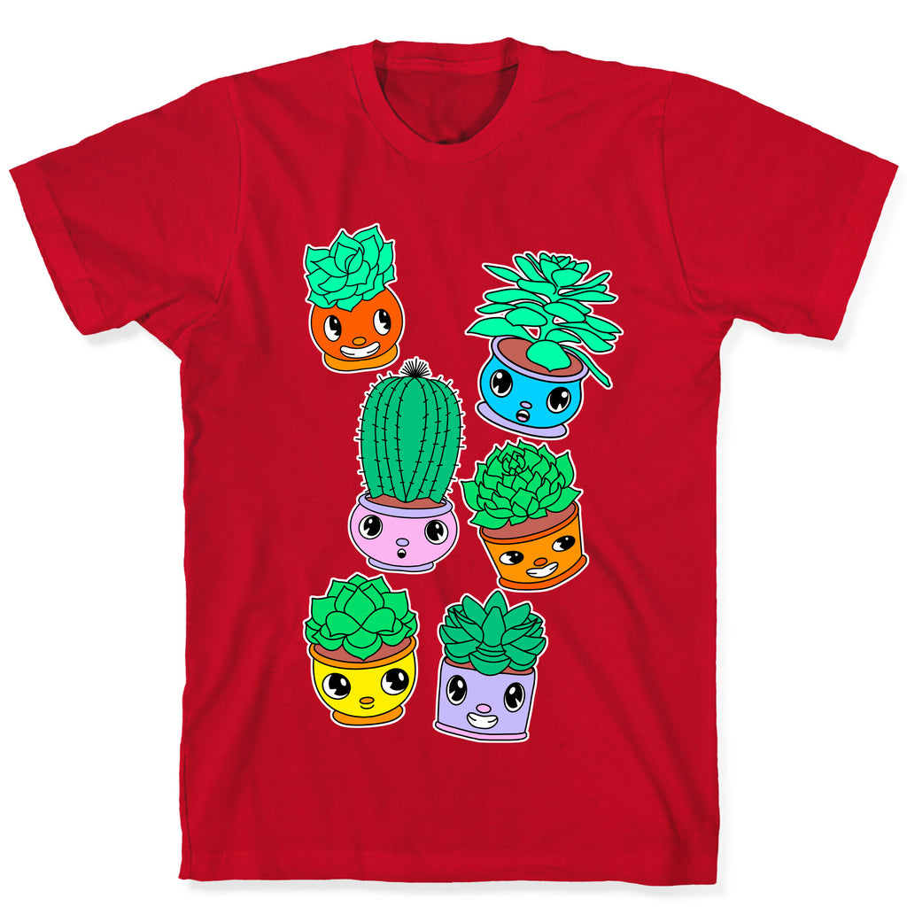 Cute Cartoon Succulents T-Shirt