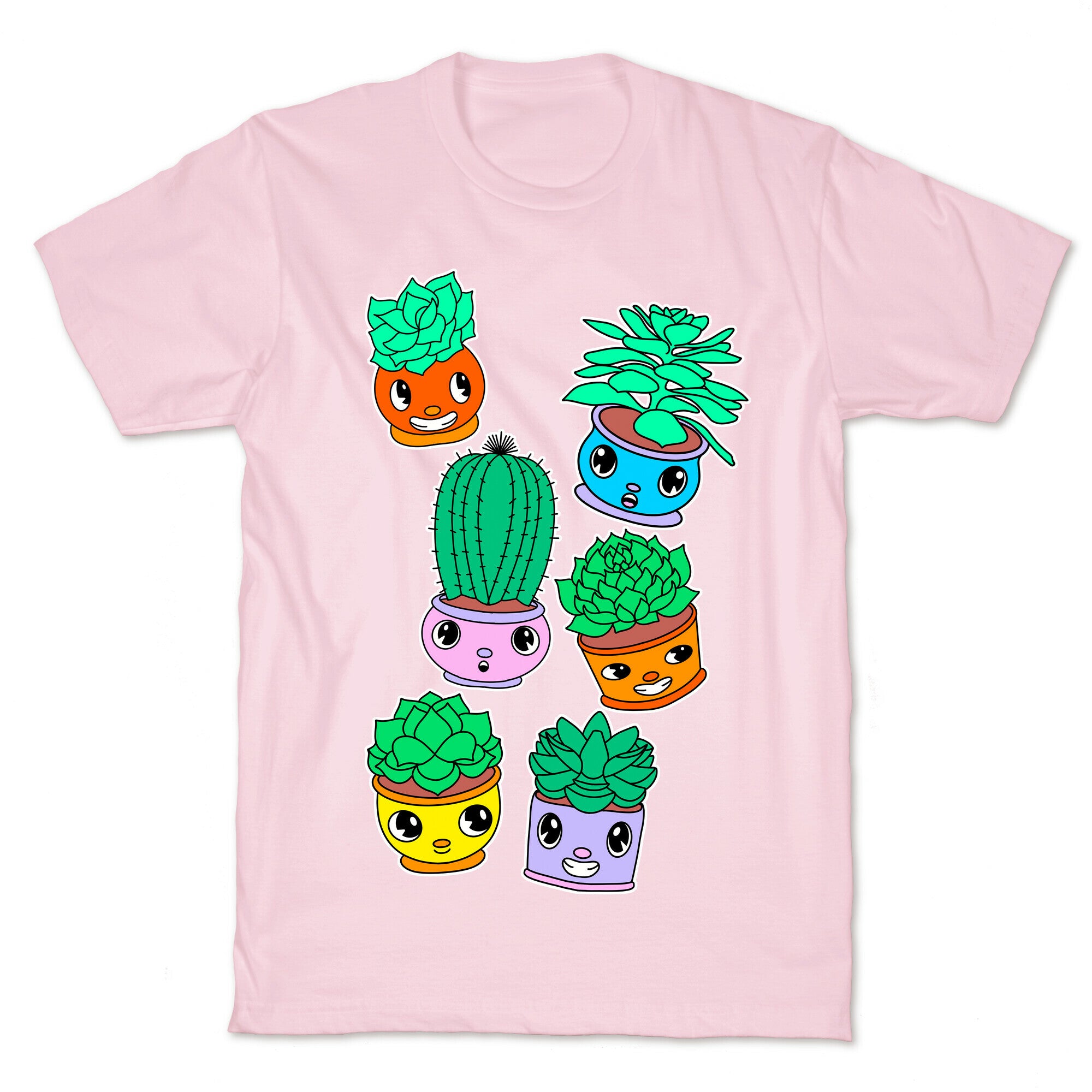 Cute Cartoon Succulents T-Shirt