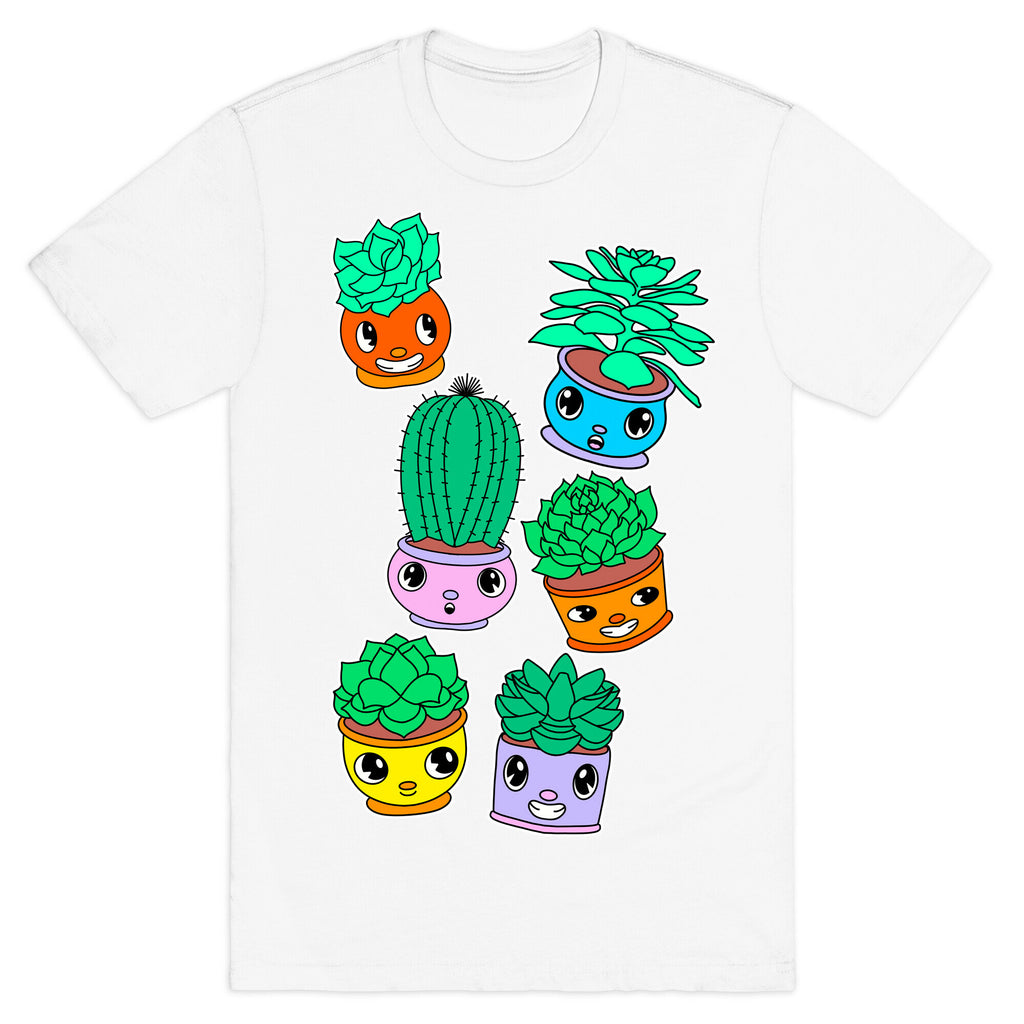 Cute Cartoon Succulents T-Shirt