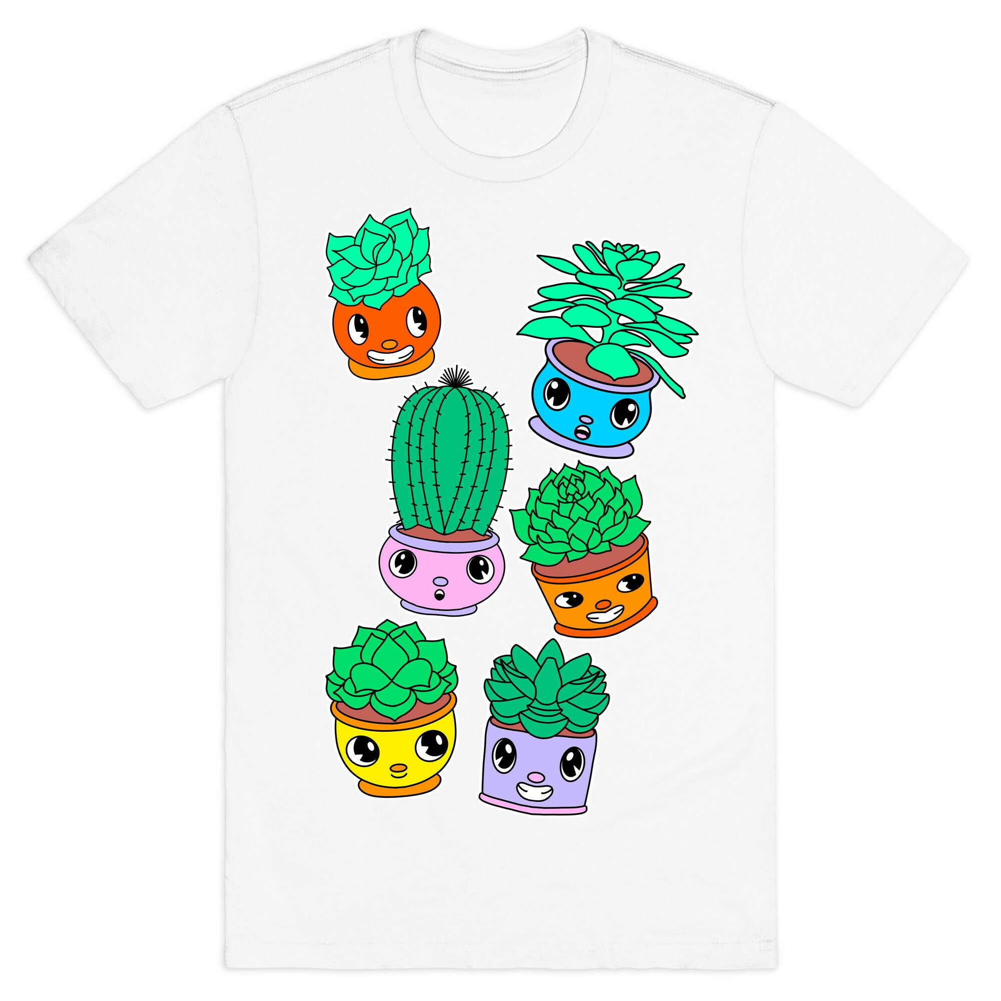 Cute Cartoon Succulents T-Shirt