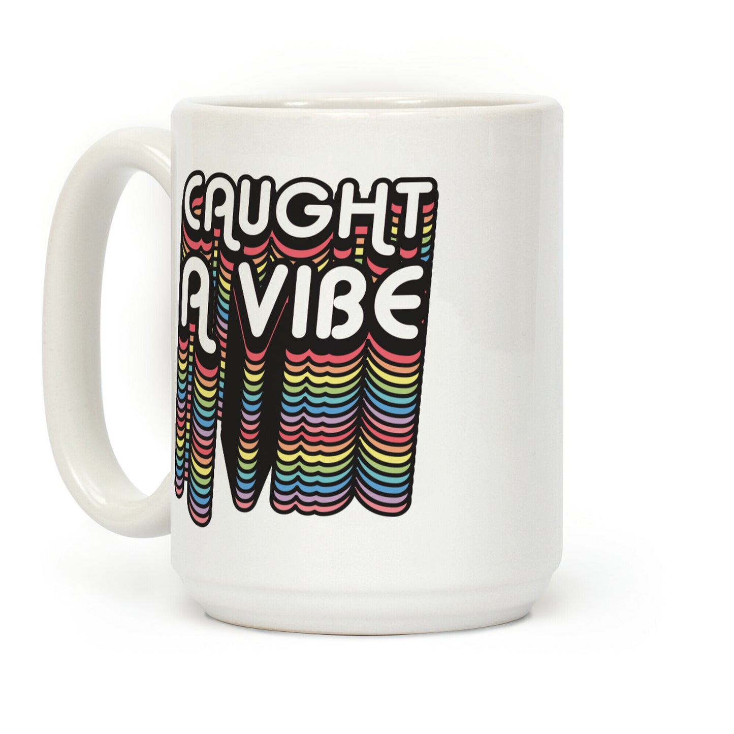 Caught A Vibe Retro Rainbow Coffee Mug