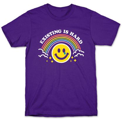 Existing Is Hard Rainbow Smile T-Shirt