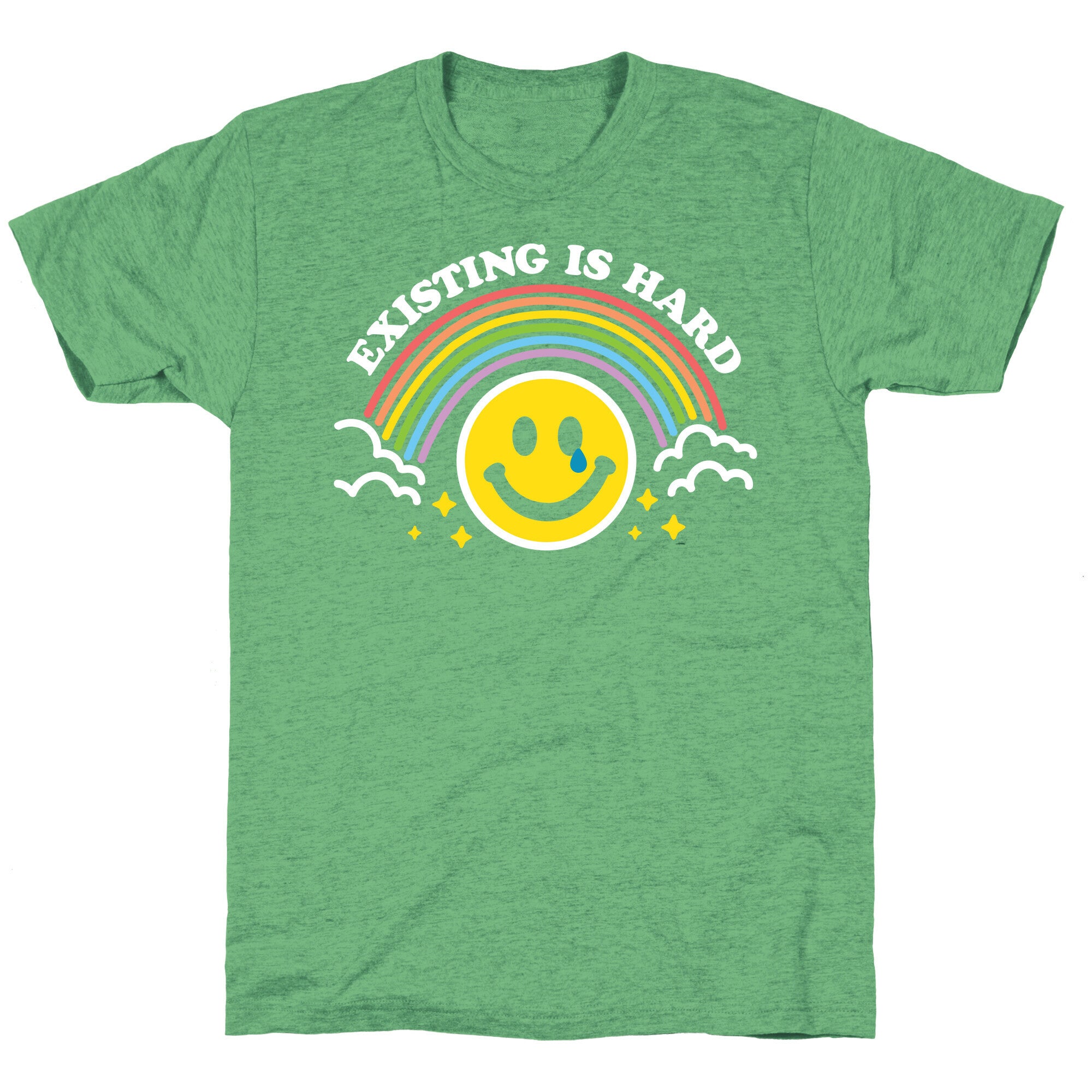 Existing Is Hard Rainbow Smile Unisex Triblend Tee