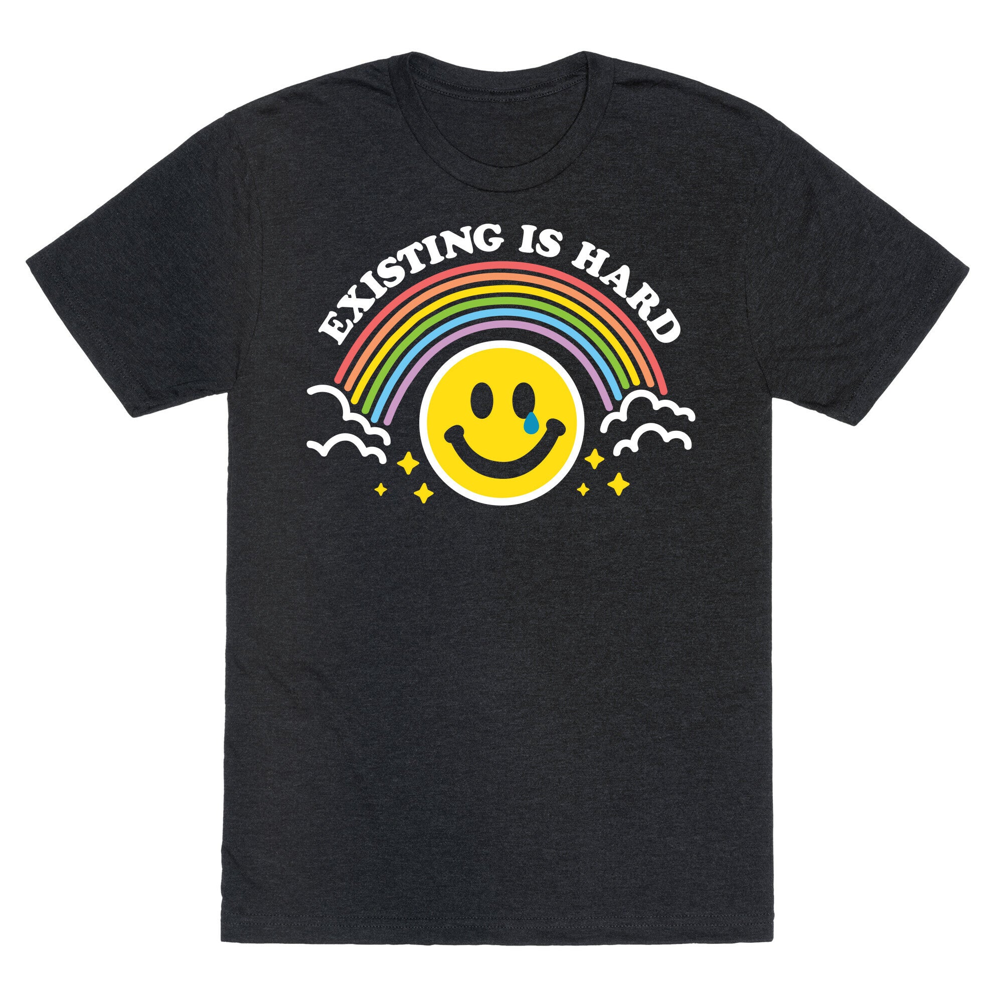 Existing Is Hard Rainbow Smile Unisex Triblend Tee