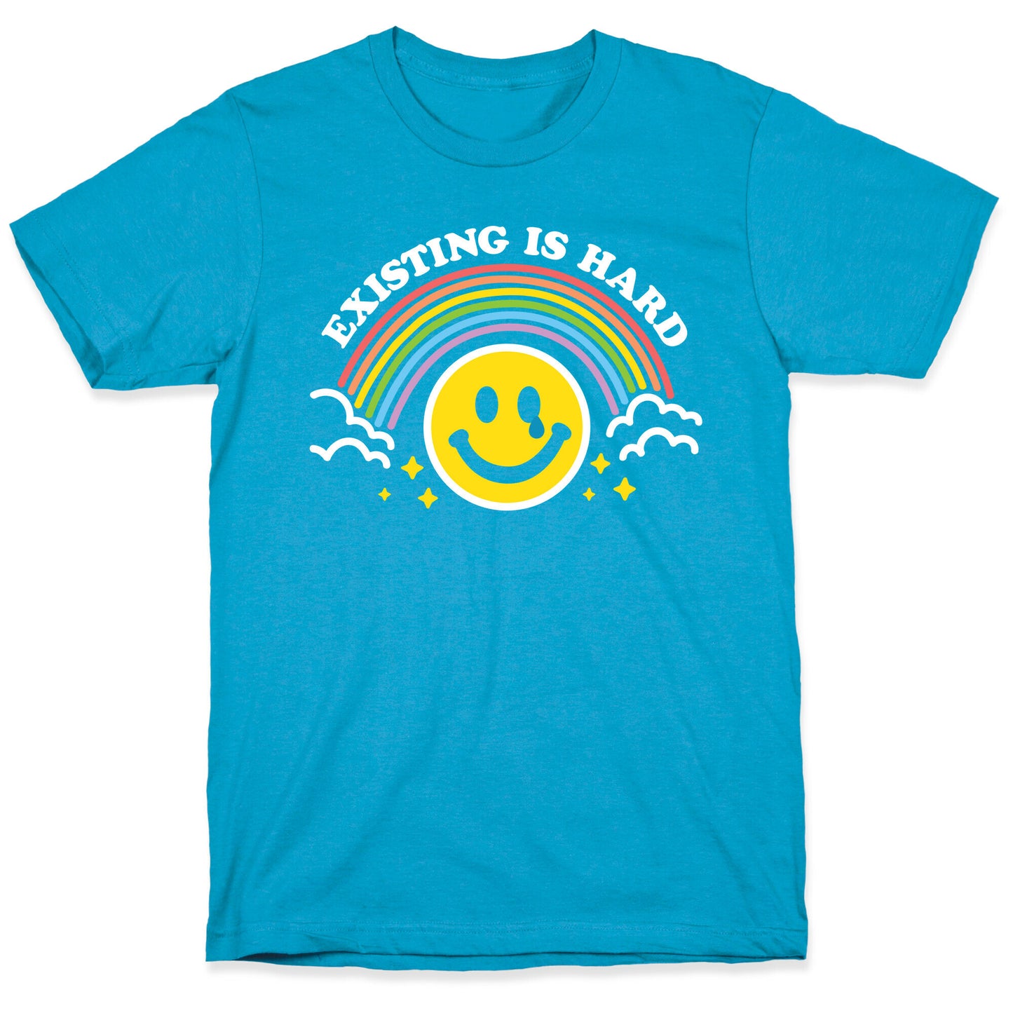 Existing Is Hard Rainbow Smile Unisex Triblend Tee