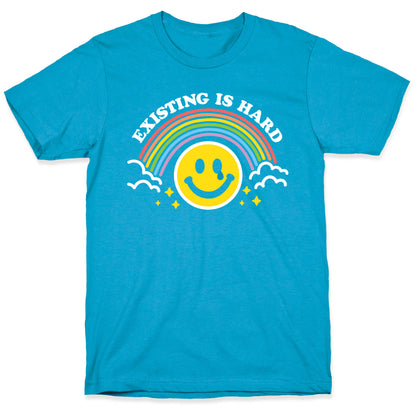 Existing Is Hard Rainbow Smile Unisex Triblend Tee
