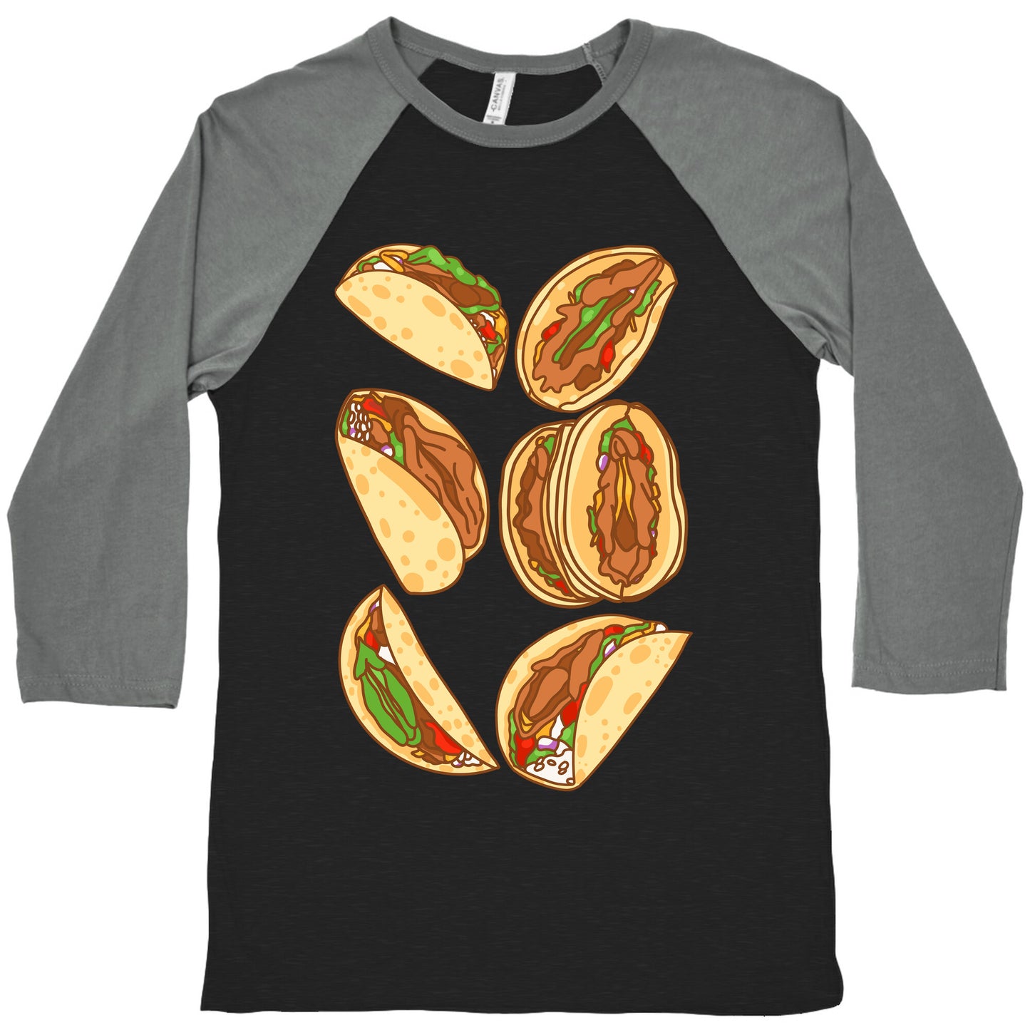 Taco Vulvas Pattern  Baseball Tee