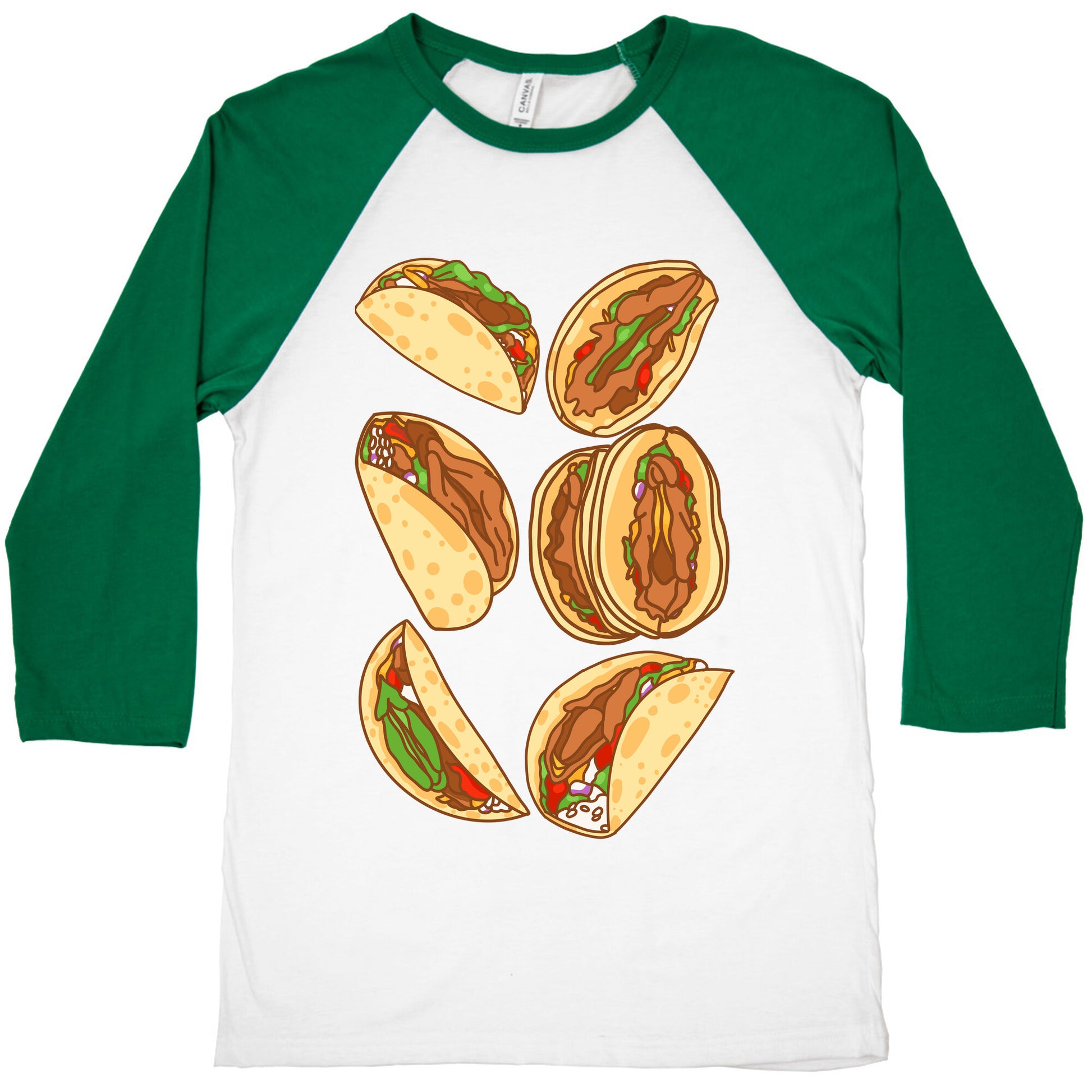 Taco Vulvas Pattern  Baseball Tee