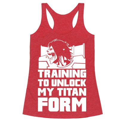 Training To Unlock My Titan Form Parody Racerback Tank