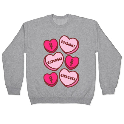 Gaslight Gatekeep Girlboss Candy Hearts Parody Crewneck Sweatshirt