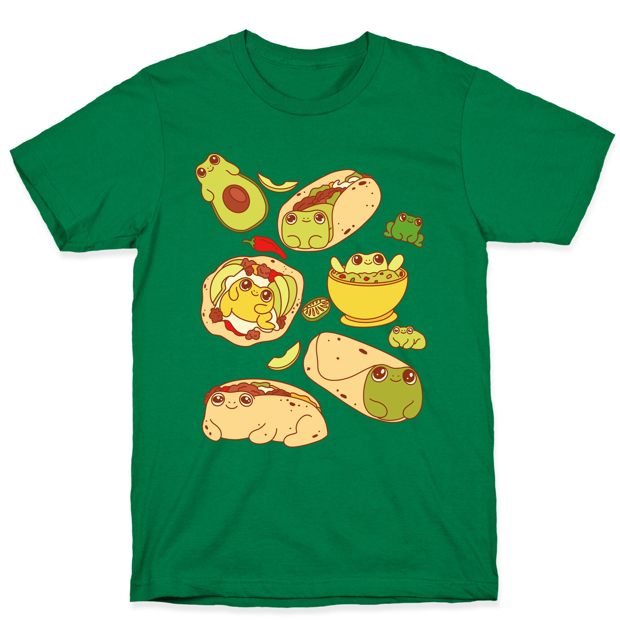 Mexican Food Frogs Pattern T-Shirt
