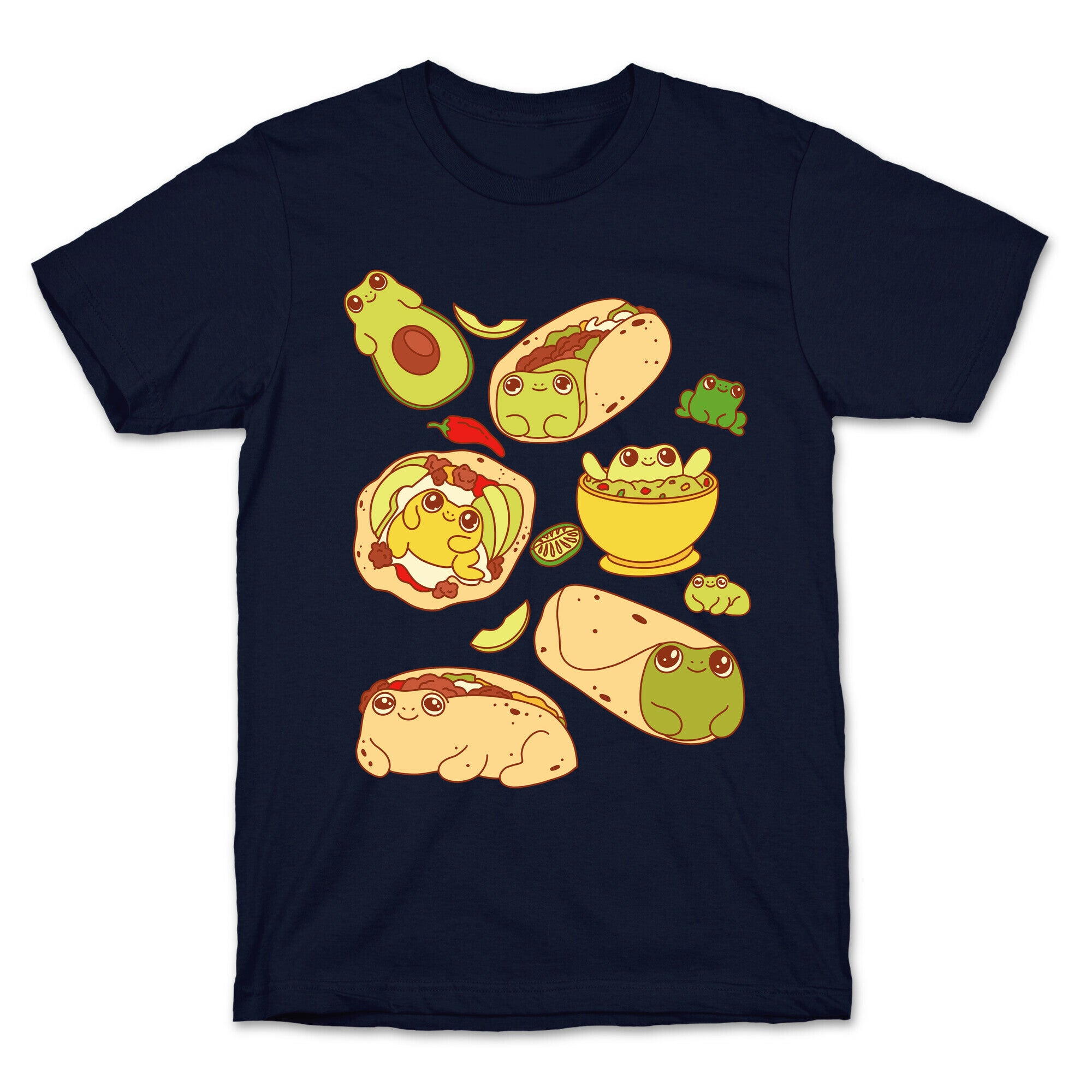 Mexican Food Frogs Pattern T-Shirt