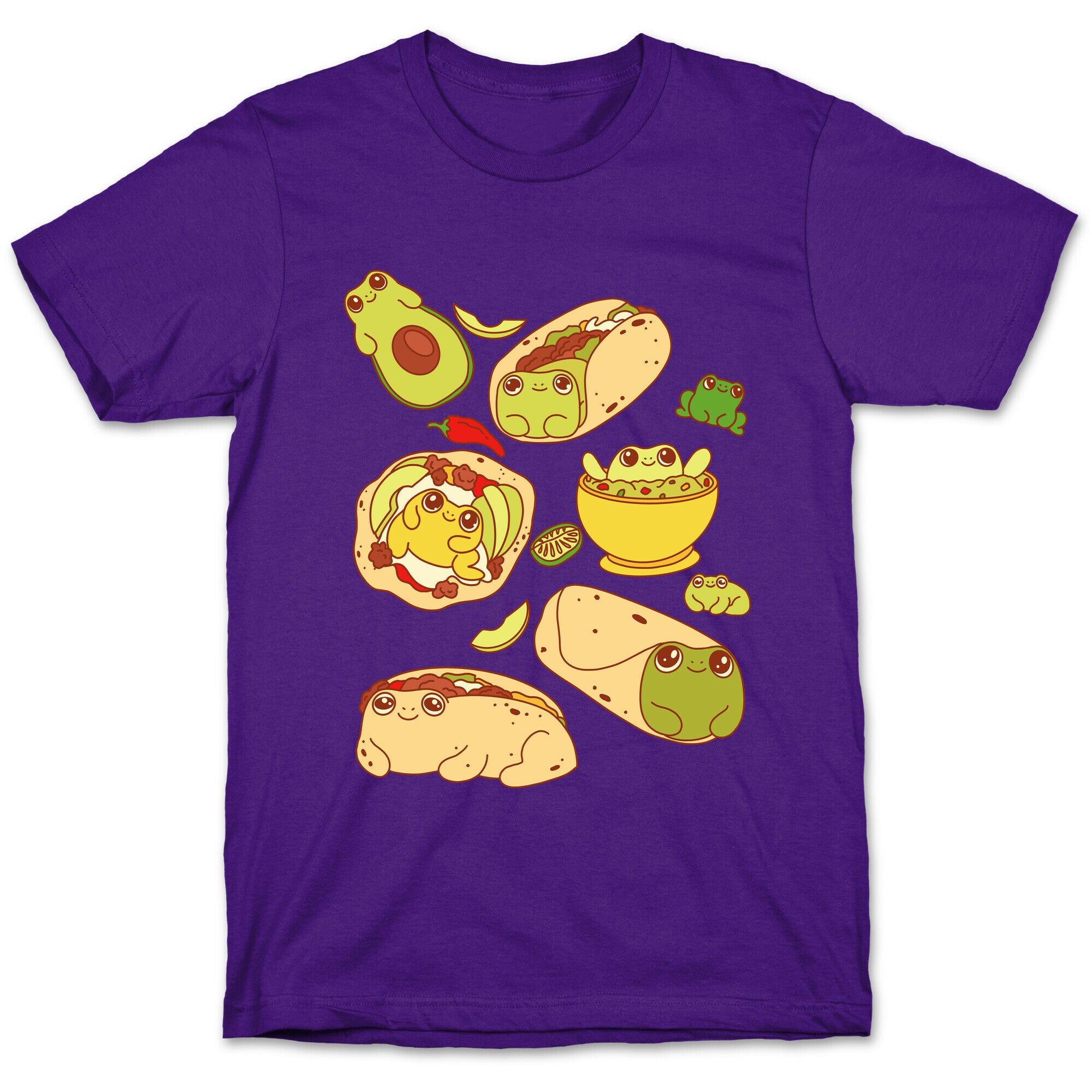 Mexican Food Frogs Pattern T-Shirt