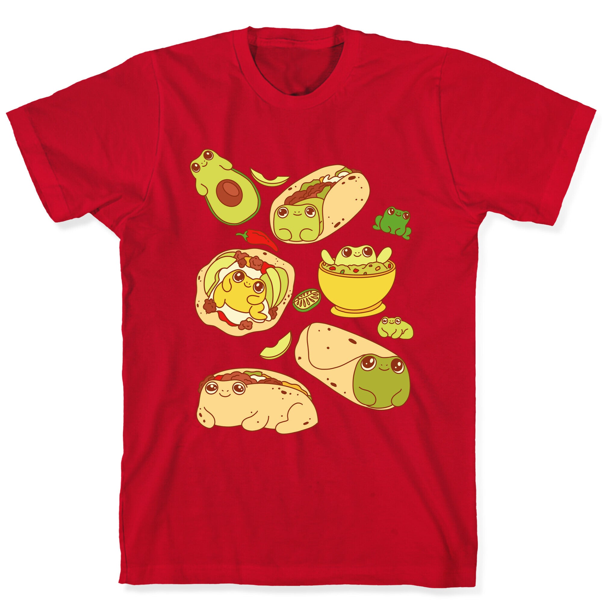 Mexican Food Frogs Pattern T-Shirt